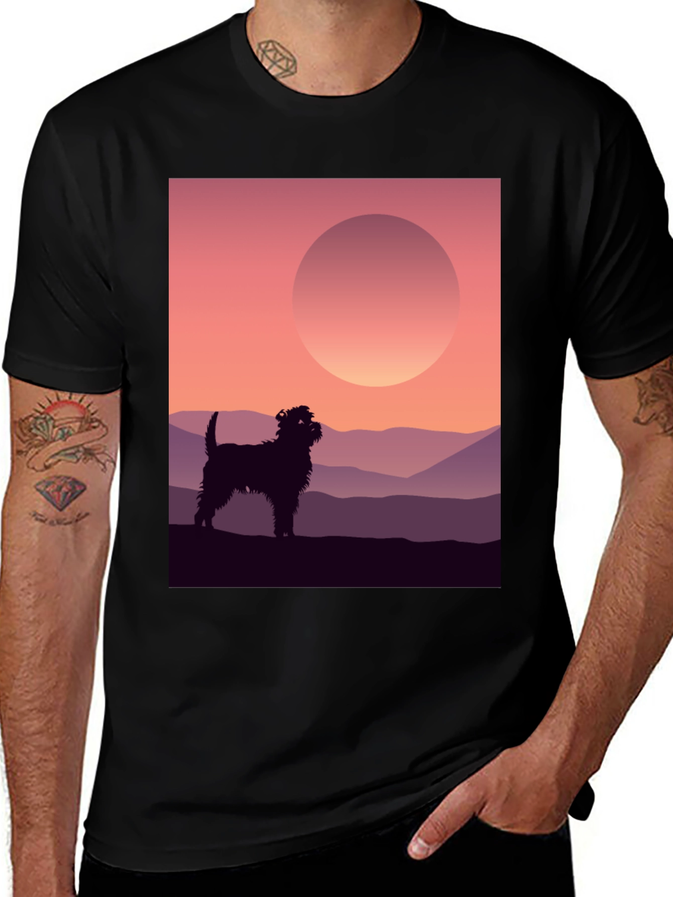 Variant 19 of Dog Silhouette Sunset Graphic Tee