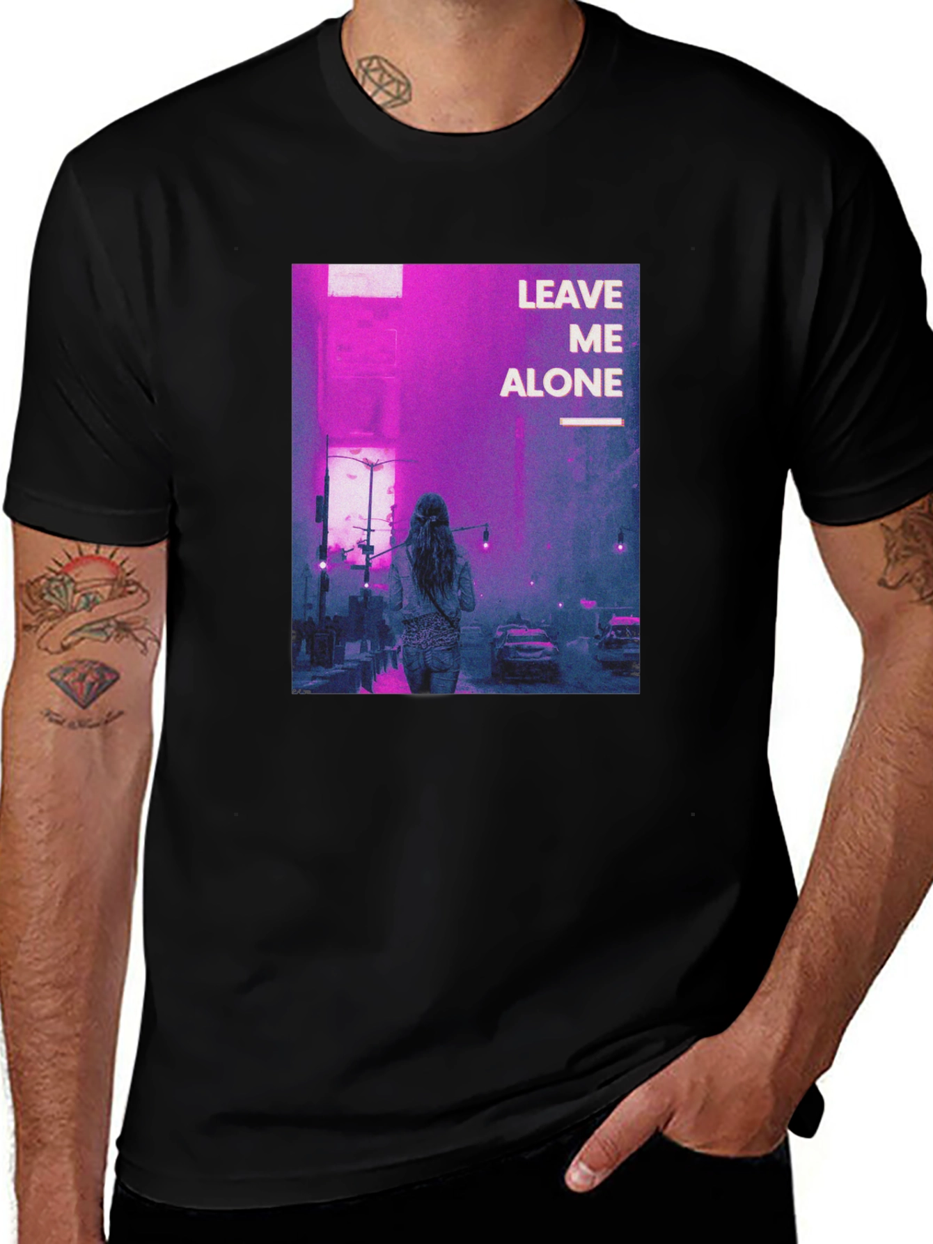Variant 23 of Leave Me Alone Graphic Black T-Shirt