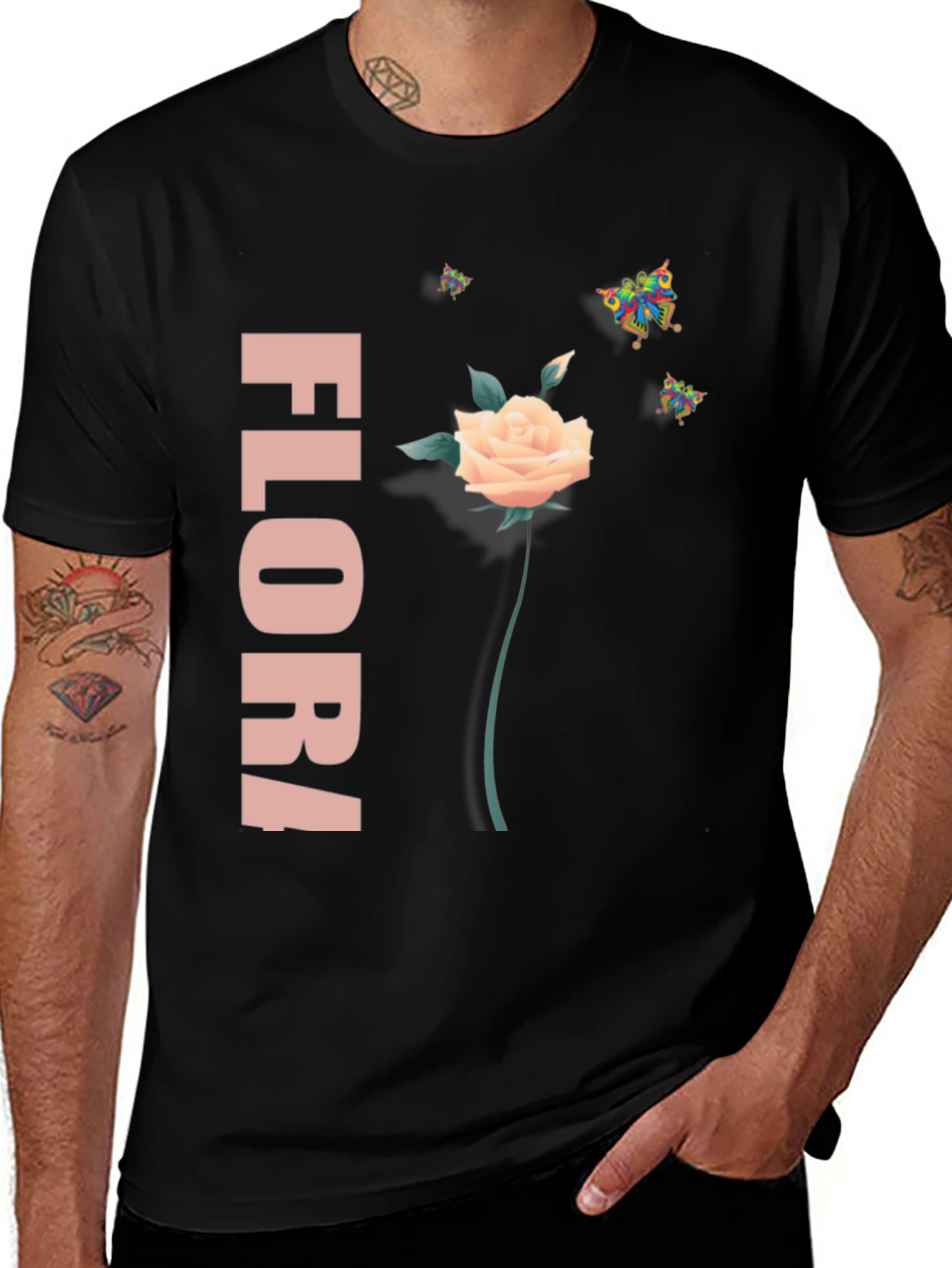 Flora T-Shirt - Black Graphic Tee
