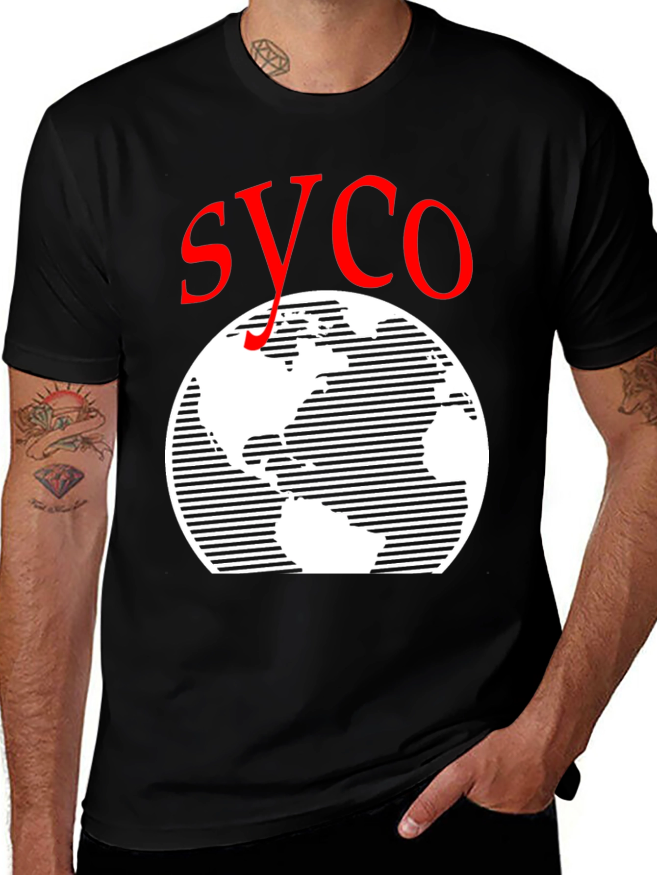 Variant 7 of SYCO Graphic T-Shirt - Globe Design - Black