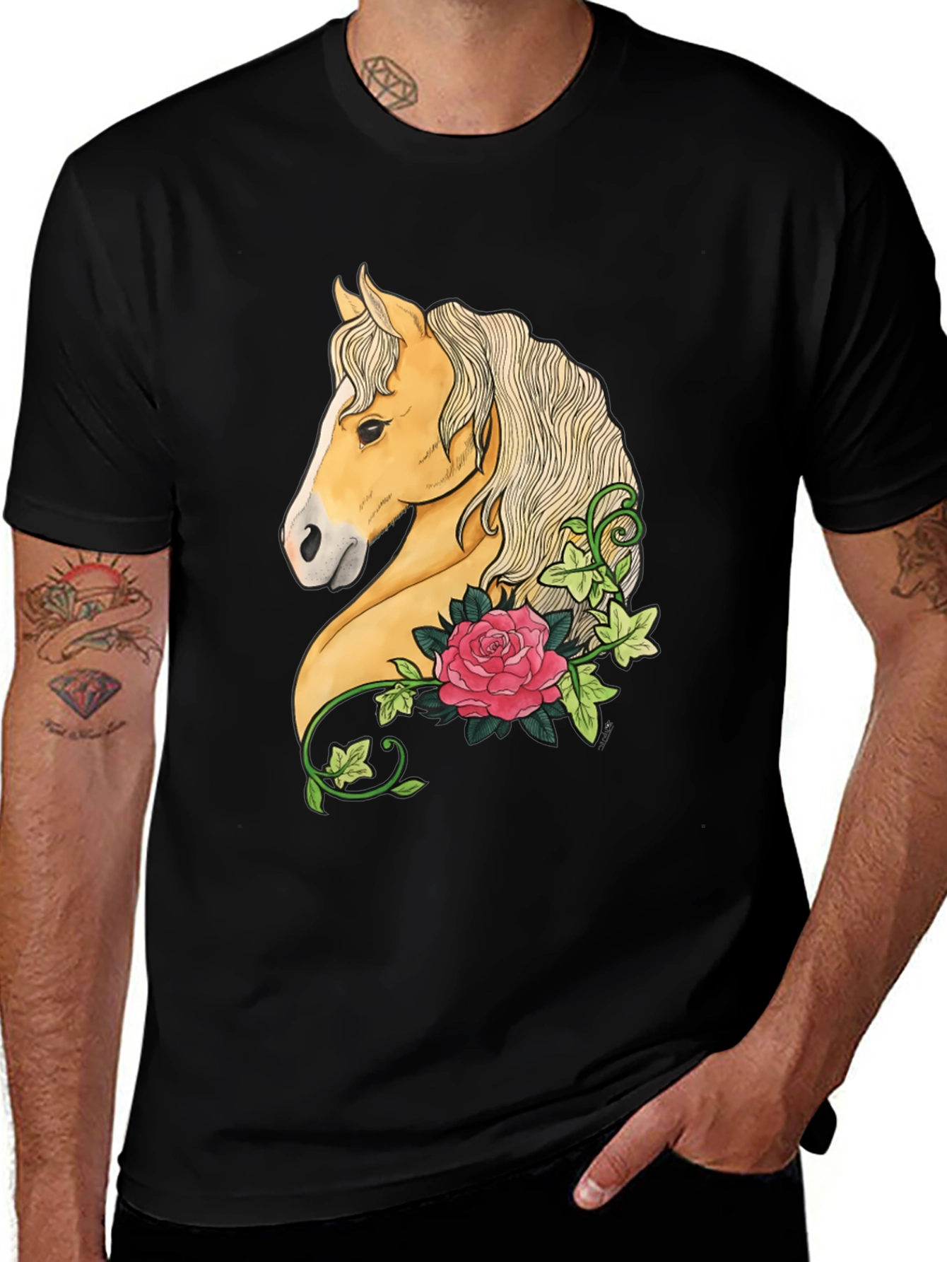 Variant 20 of Horse and Rose Graphic Tee