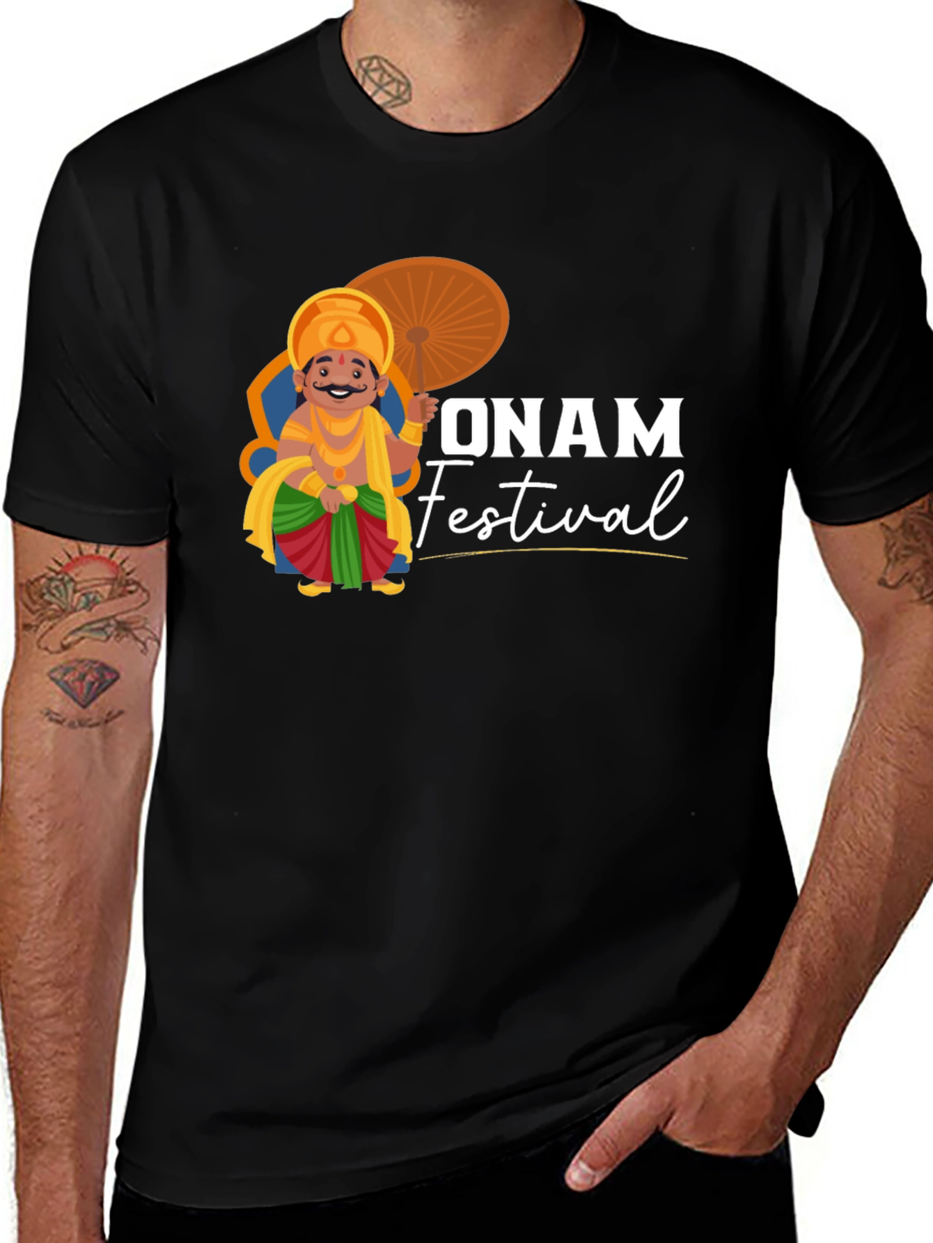 Onam Festival T-Shirt | Black Cotton Tee