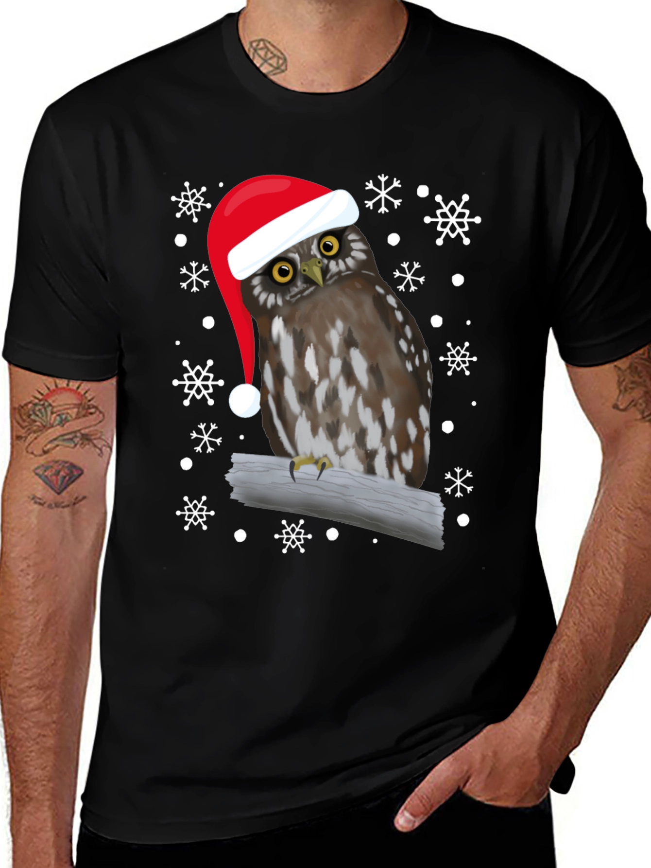 Variant 10 of Christmas Owl T-Shirt Holiday Bird Tee