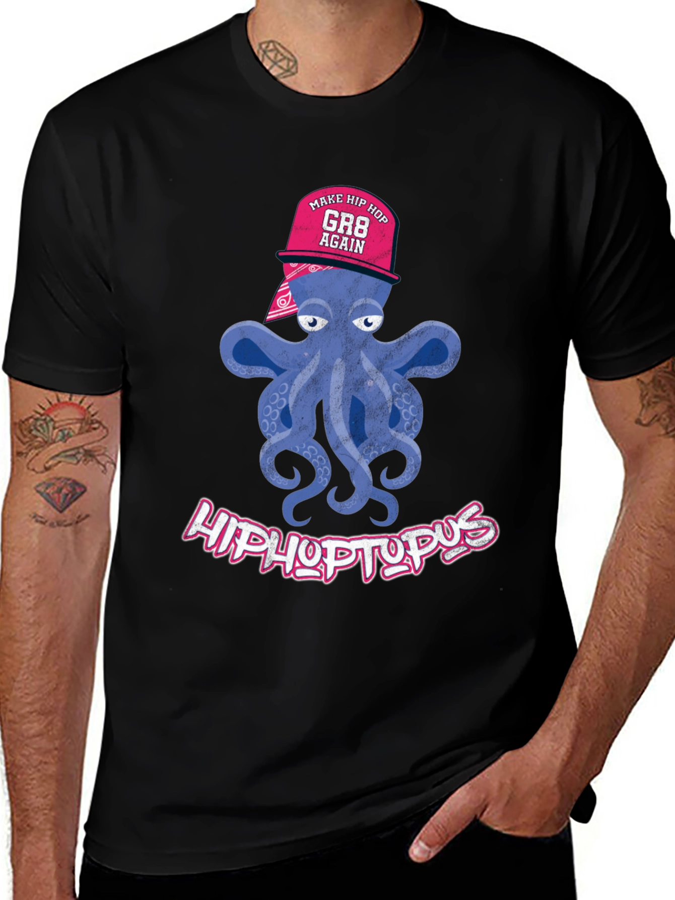 Black HipHoptopus T-Shirt main image