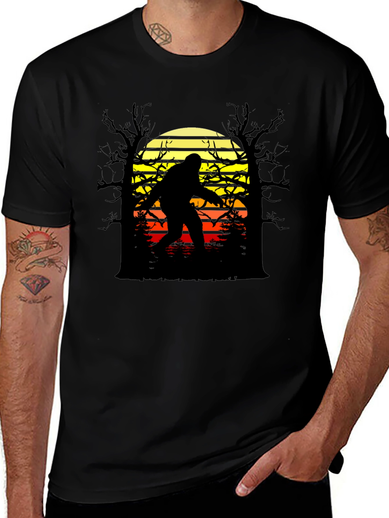 Variant 14 of Bigfoot Sunset Graphic Tee - Black