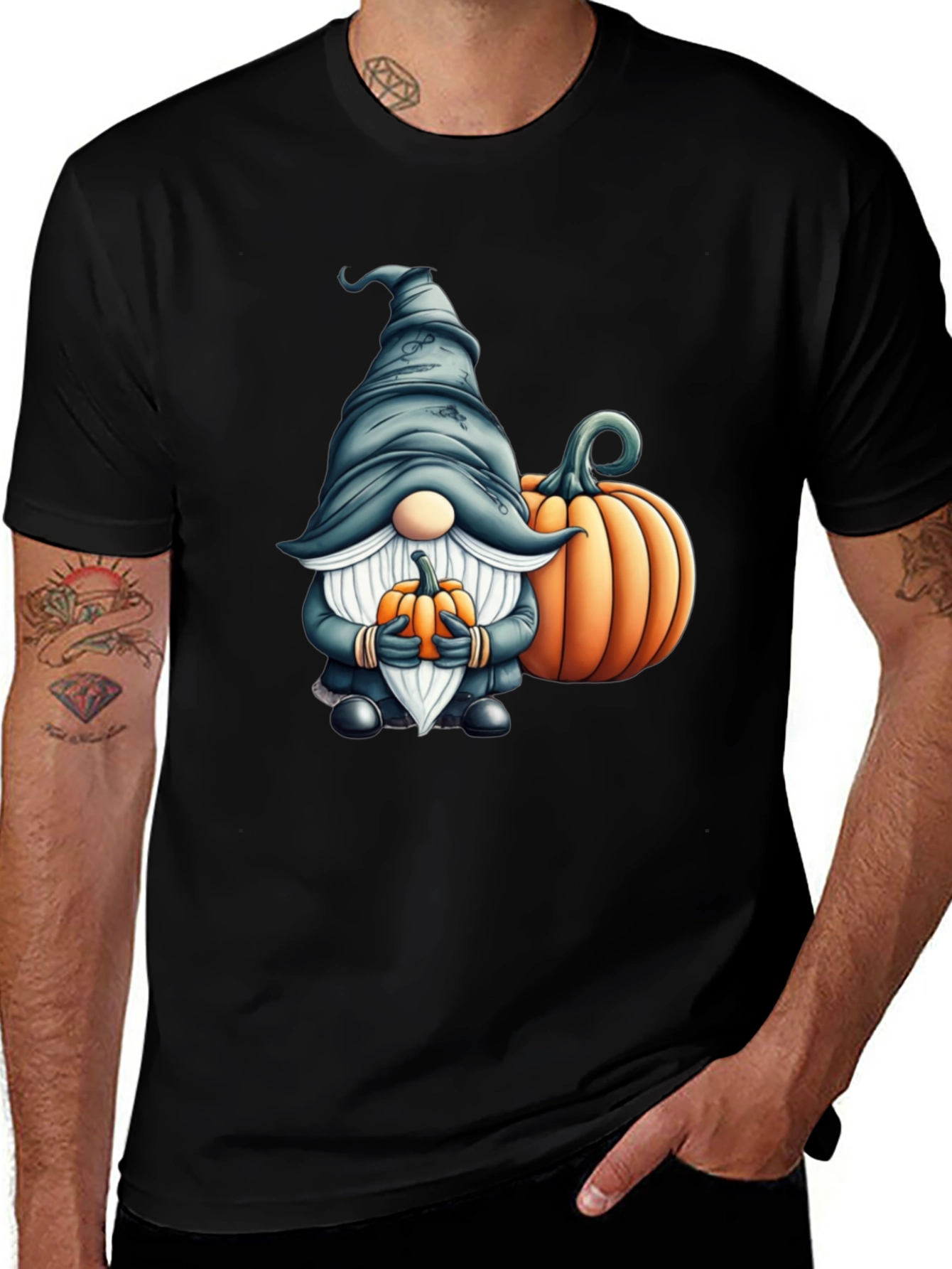 Gnome and Pumpkin Graphic Tee - Spooky Season