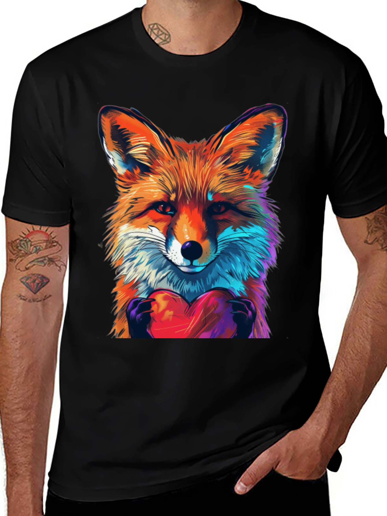 Variant 9 of Fox with Heart Graphic T-Shirt - Unisex Soft Cotton Tee