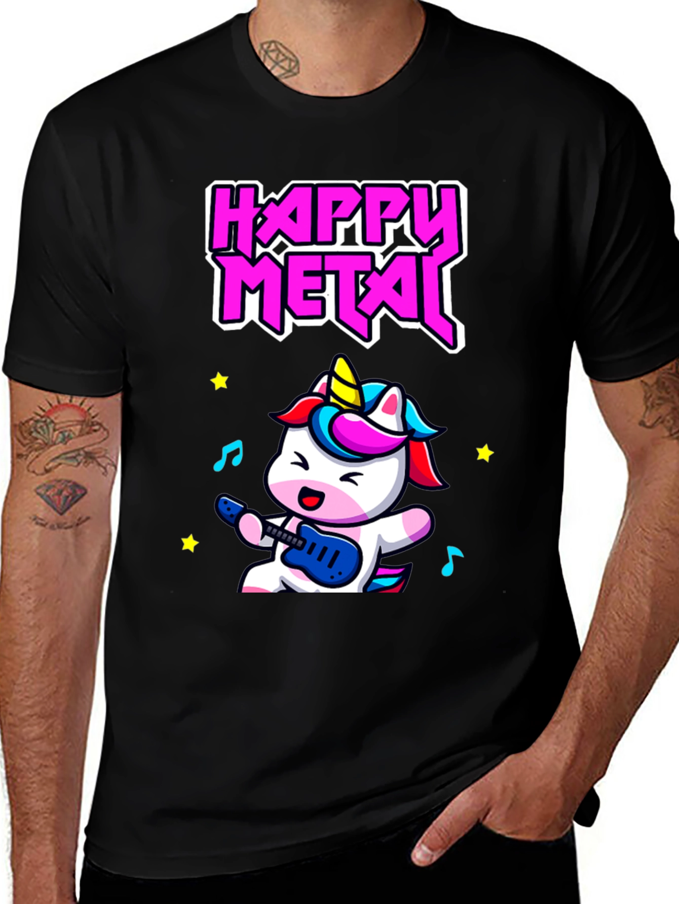 Variant 21 of Happy Metal Unicorn T-Shirt - Rock On!