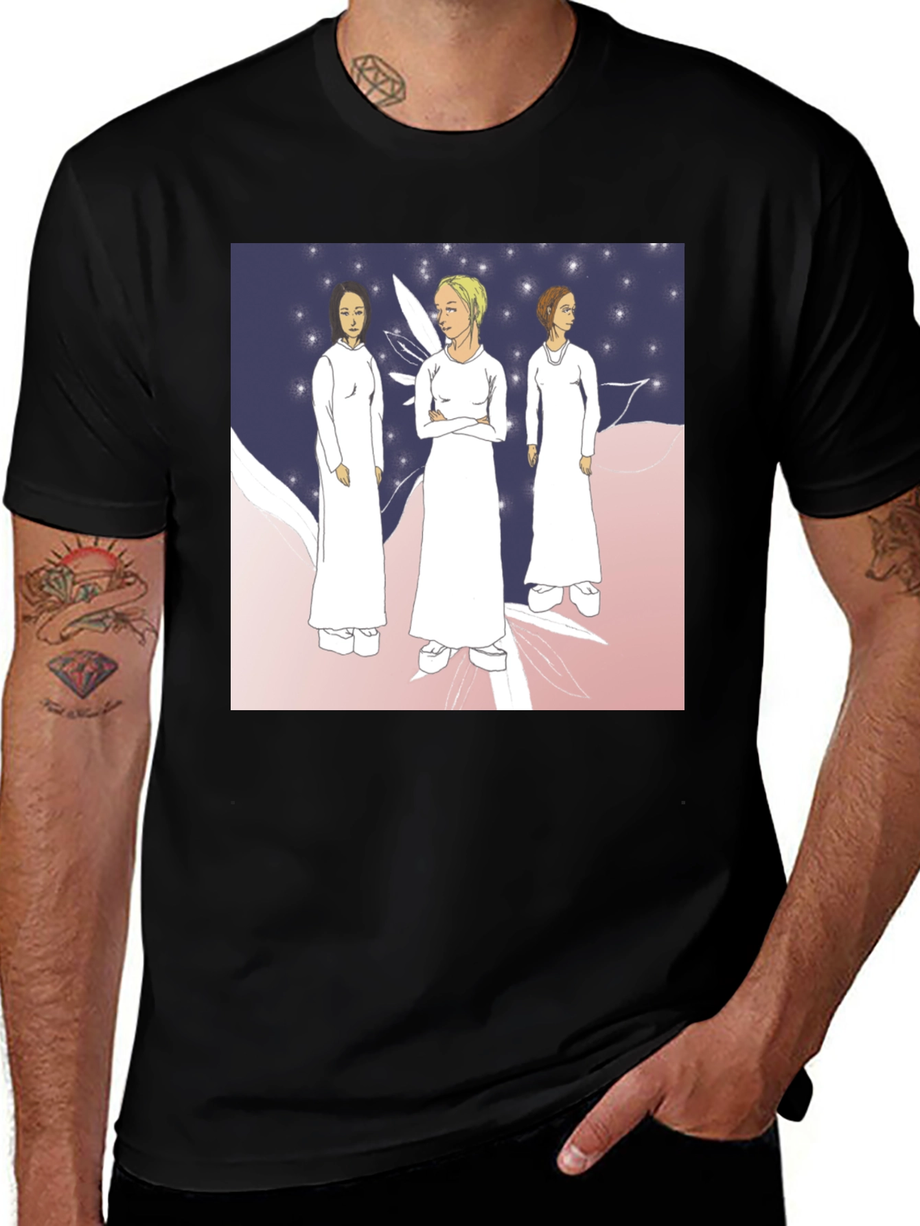 Variant 24 of Black T-Shirt with Mystical Women Graphic