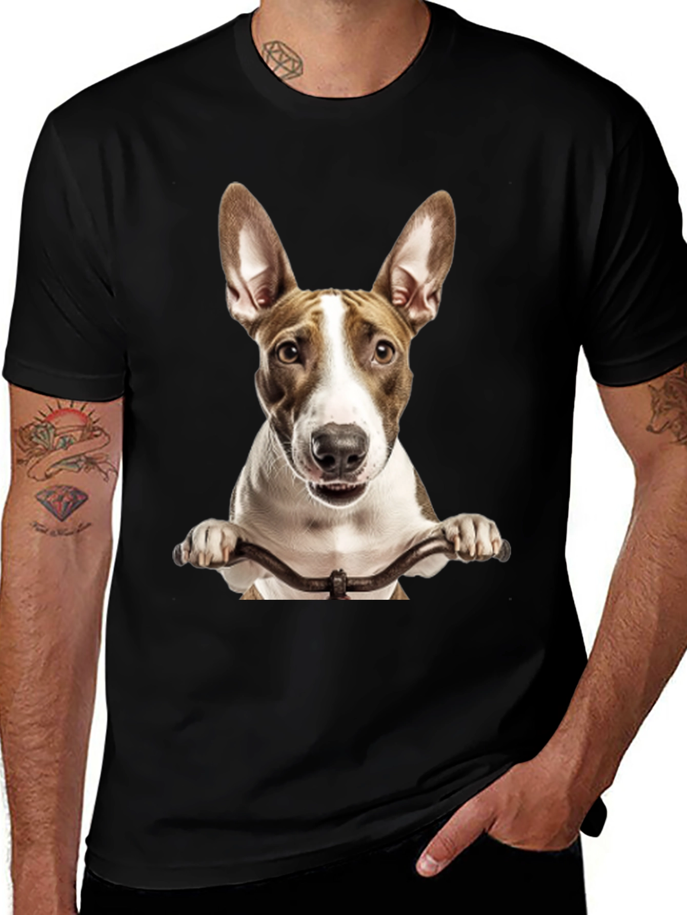 Variant 25 of Dog on Bike Graphic Tee - Black
