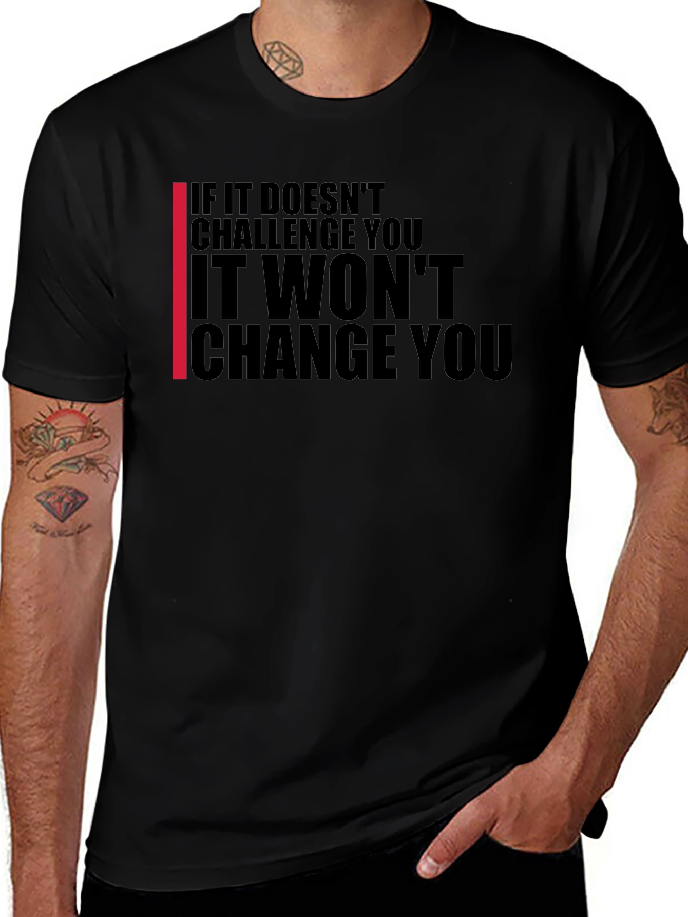 Motivational Black T-Shirt - Challenge, Change
