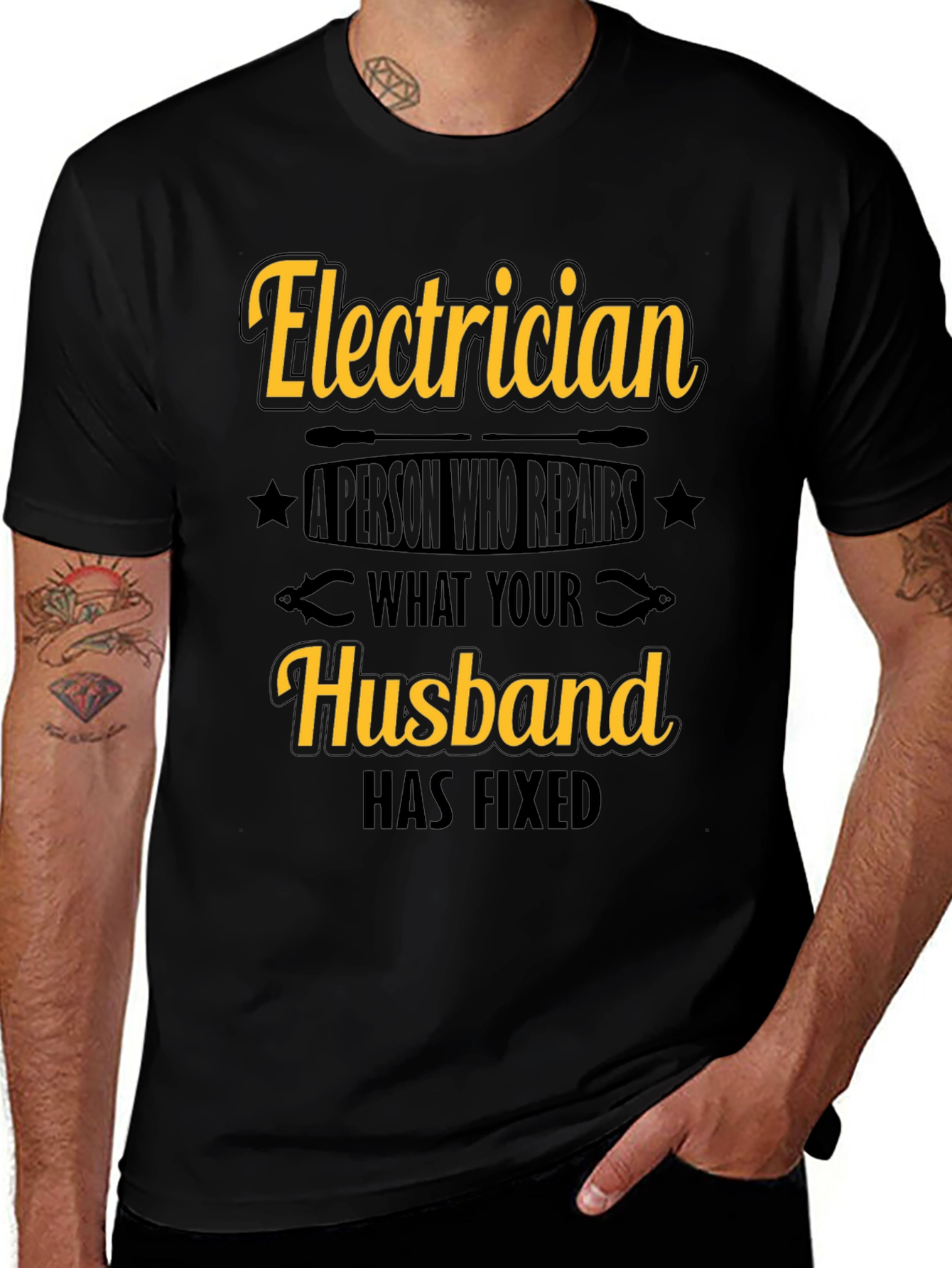 Variant 16 of Electrician Husband Repair T-Shirt - Funny Gift