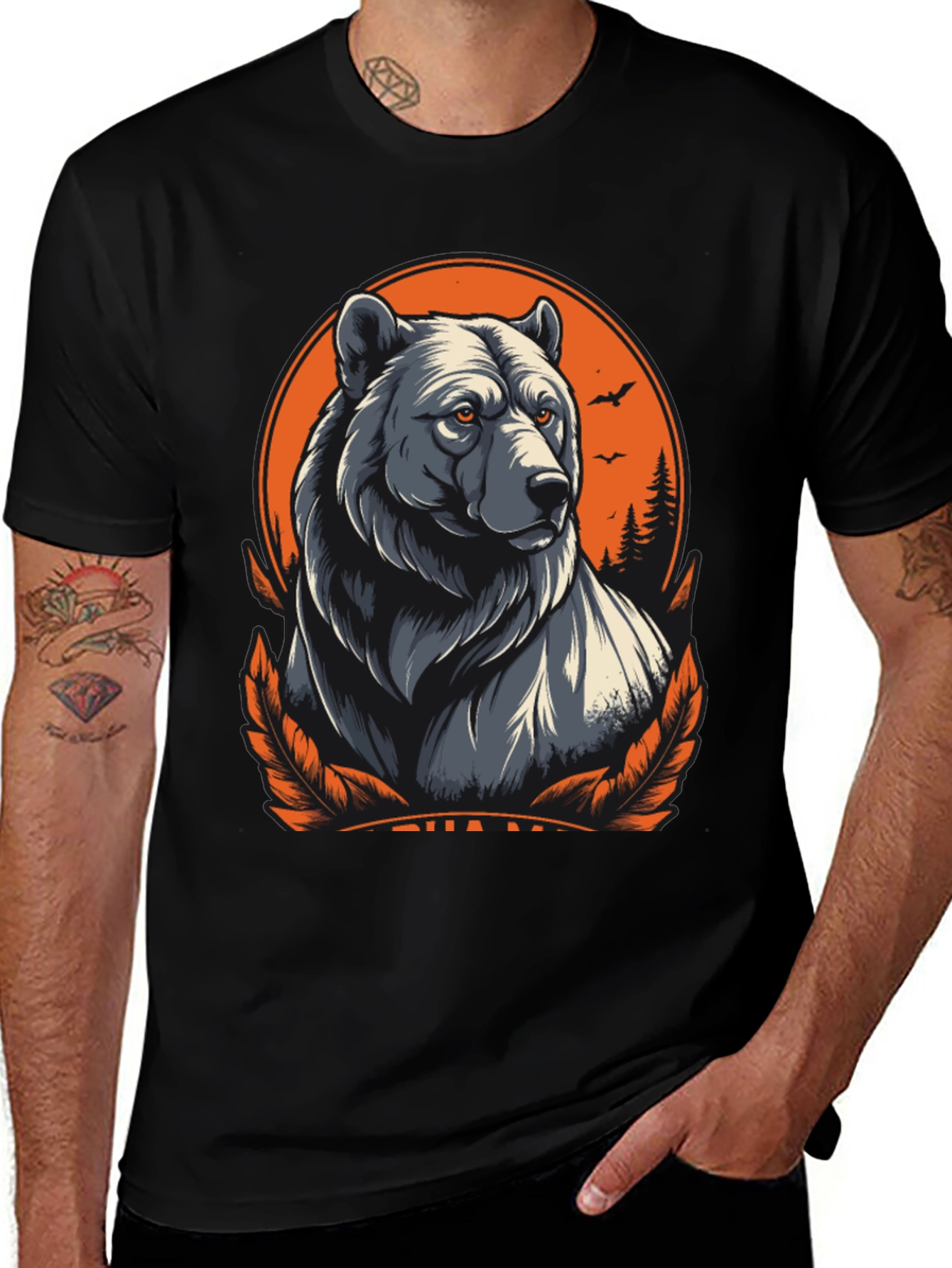 Variant 19 of Bear Graphic Tee - Nature Inspired Design