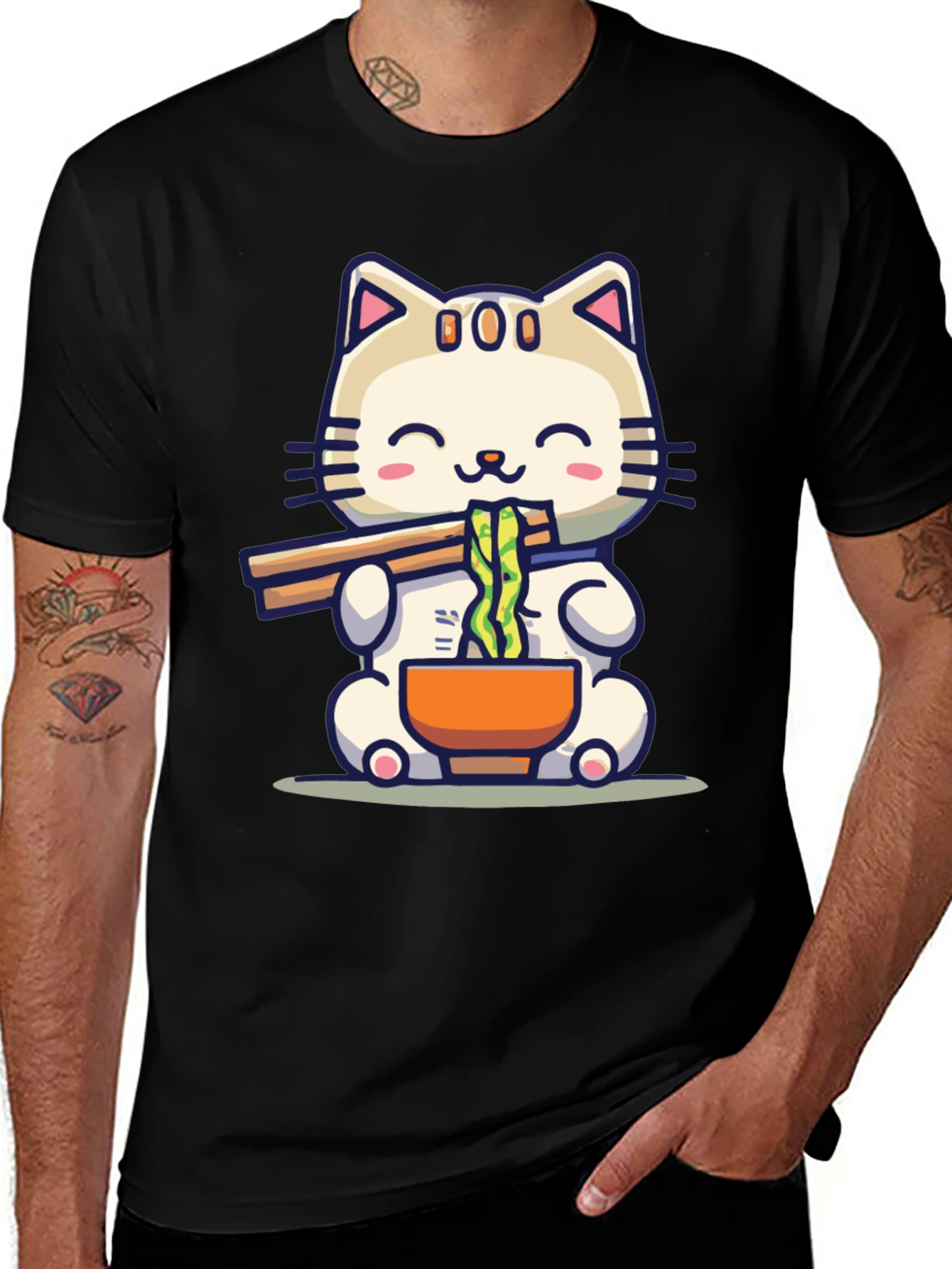 Cute Cat Ramen T-Shirt - Kawaii Japanese Anime Style