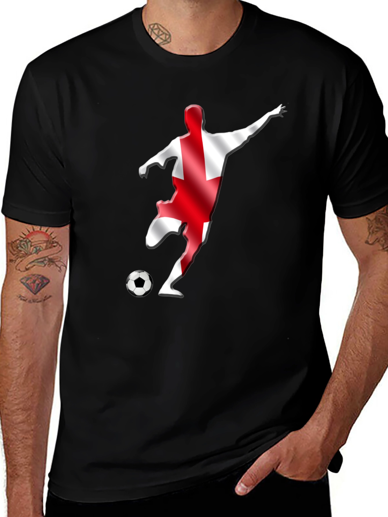 England Soccer Fan T-Shirt - Black Graphic Tee