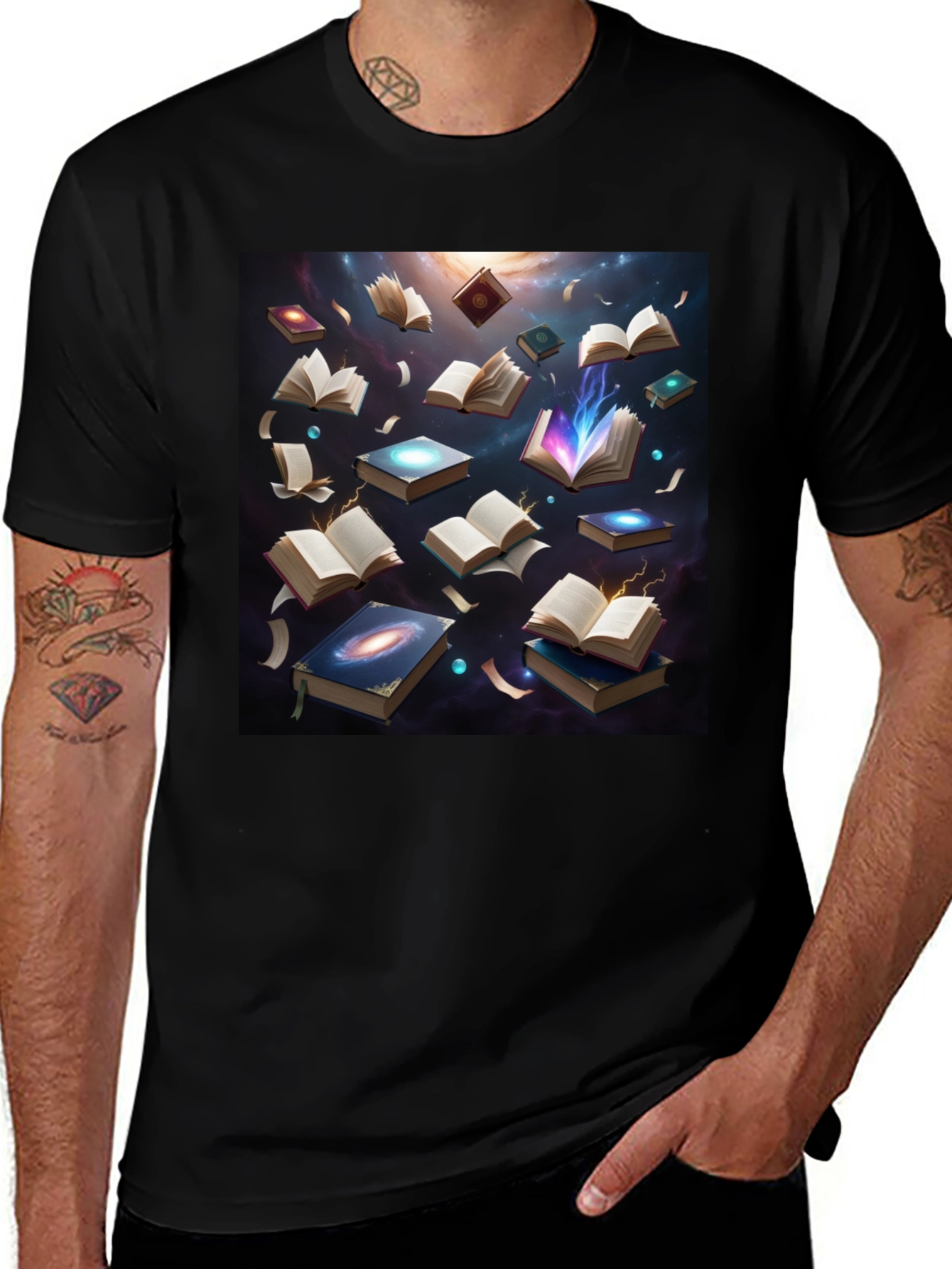 Variant 24 of Cosmic Library Black T-Shirt - Read the Universe