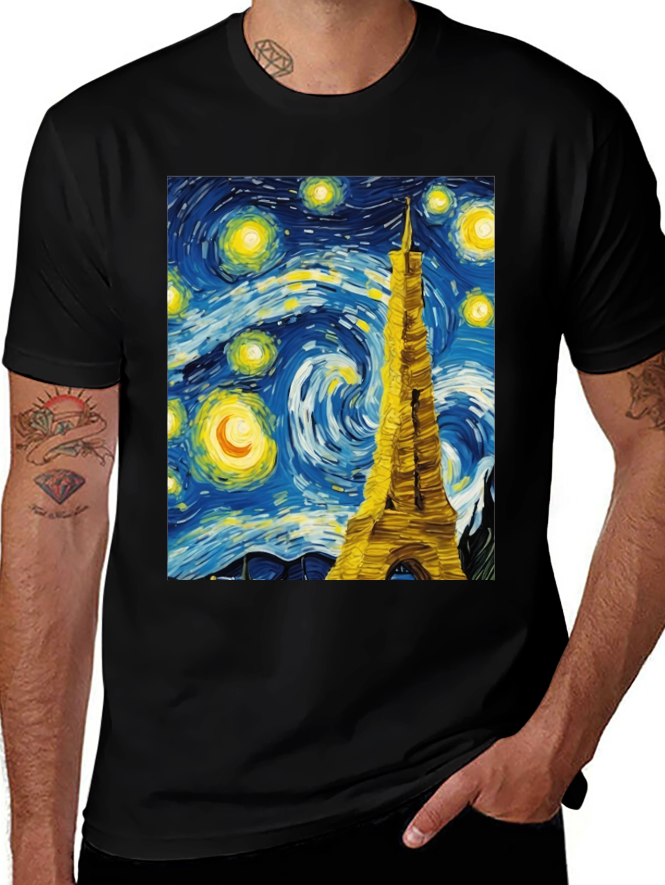 Variant 10 of Starry Night Eiffel Tower Graphic Tee