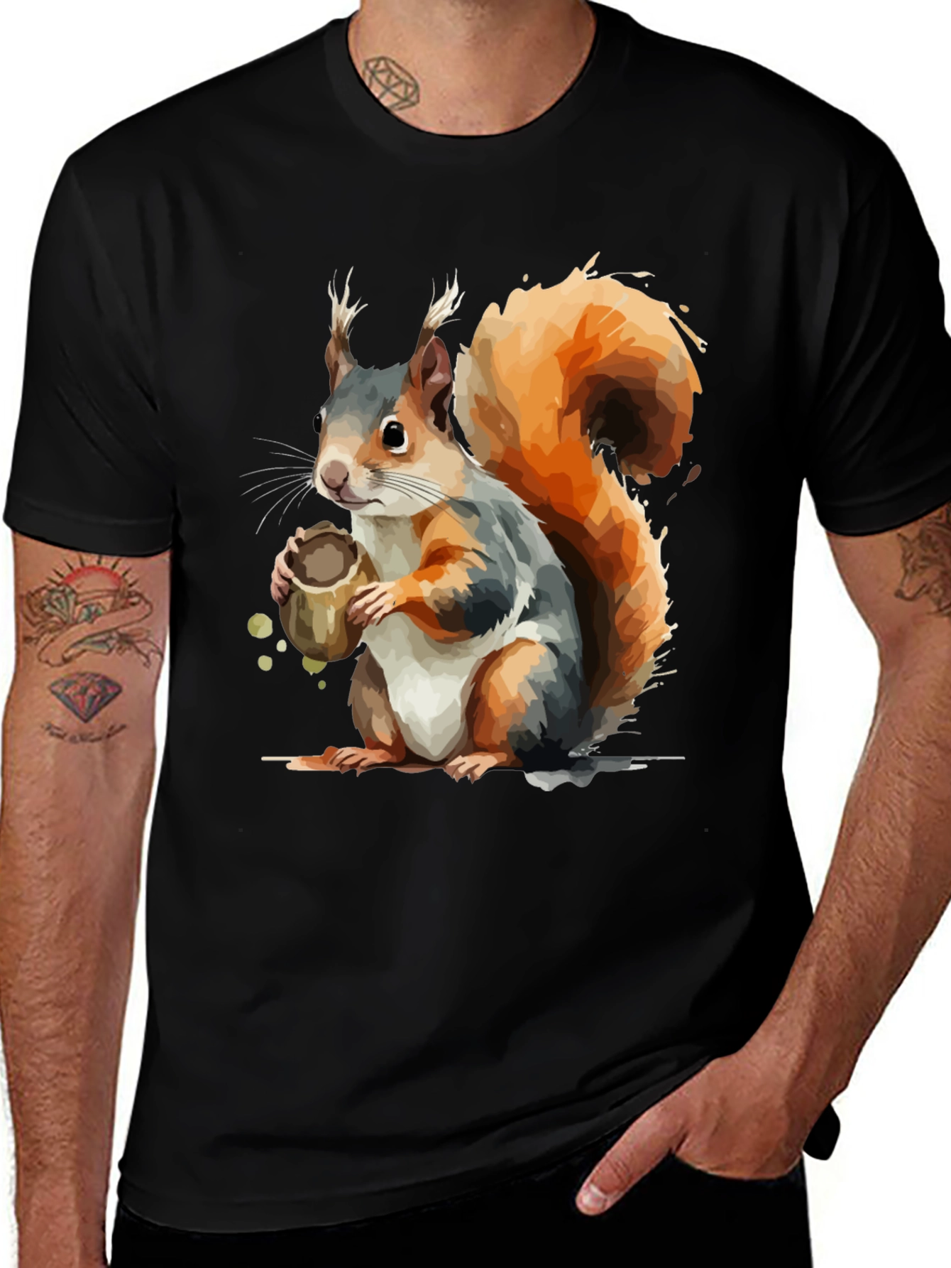 Variant 15 of Squirrel Holding Nut Graphic Tee