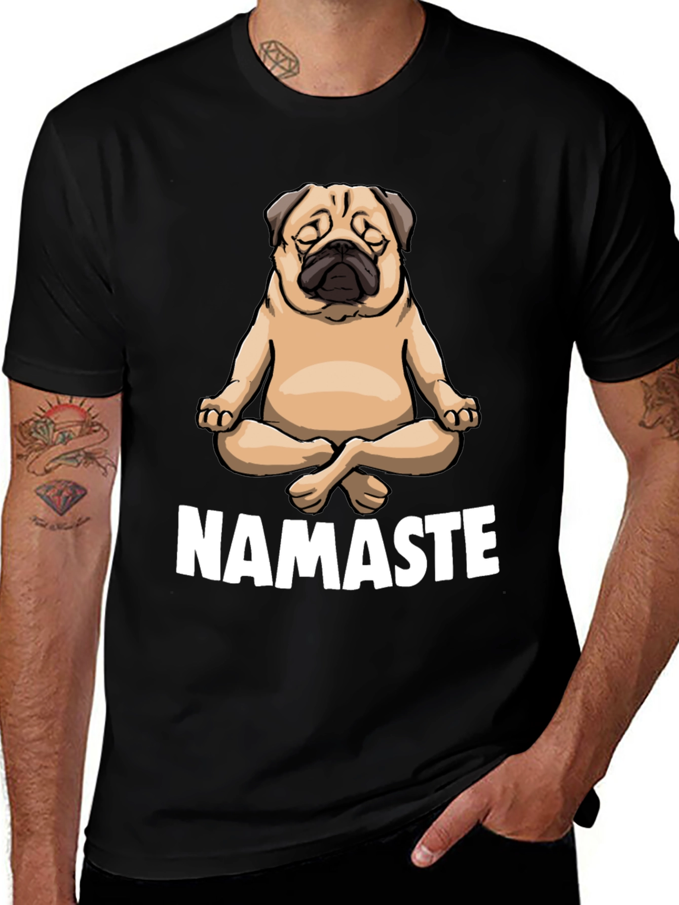 Variant 24 of Yoga Pug Namaste Black T-Shirt