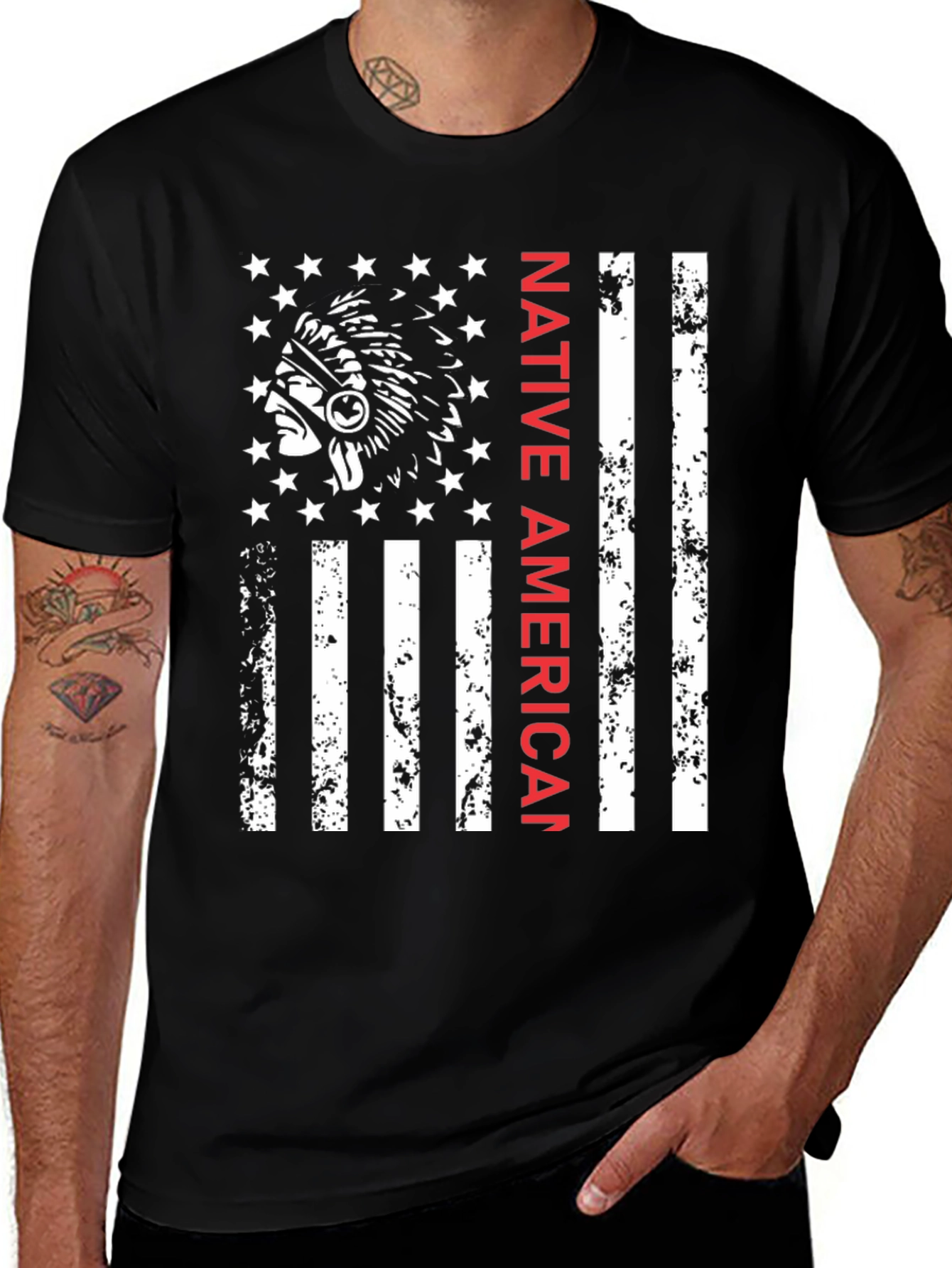 Native American Flag T-Shirt - Black