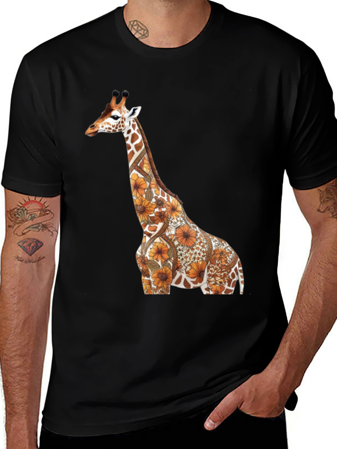 Variant 5 of Floral Giraffe Print Tee