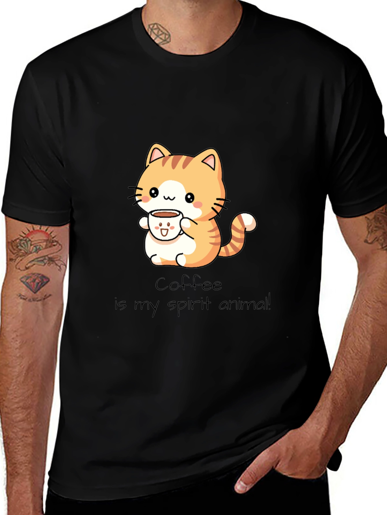 Variant 11 of Cute Cat Coffee T-Shirt: My Spirit Animal Tee