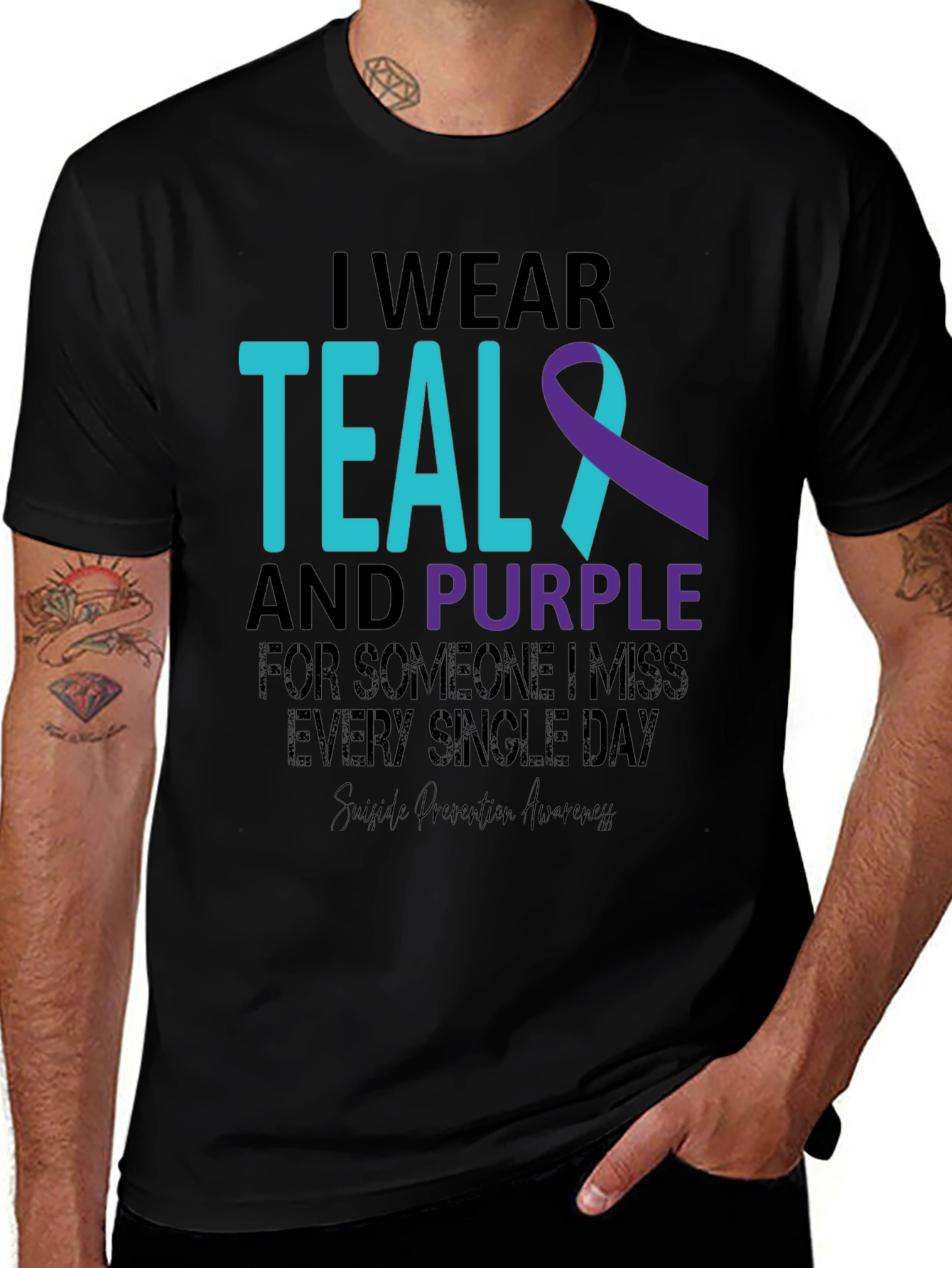 Variant 15 of I Wear Teal and Purple Suicide Prevention Awareness T-Shirt