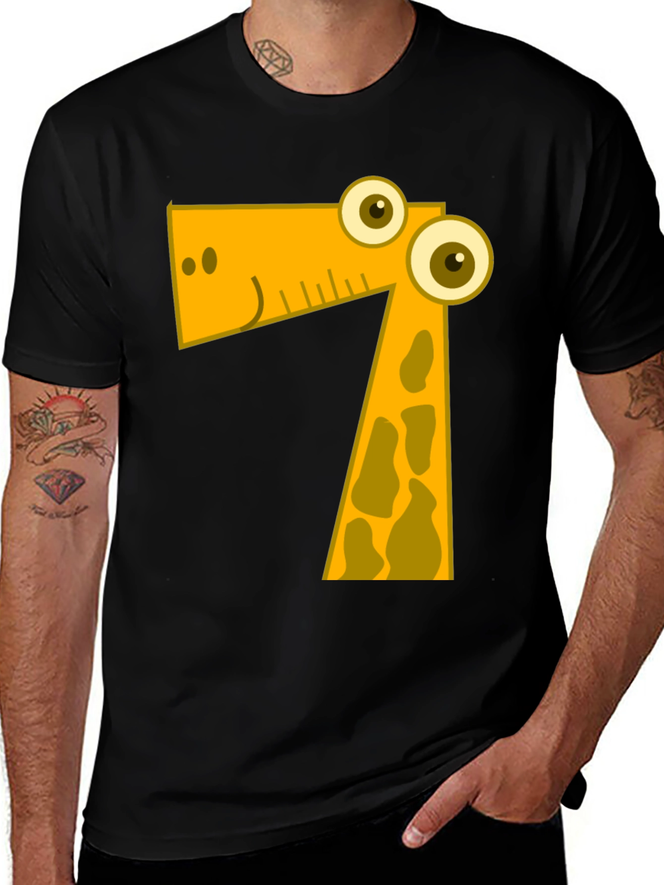 Variant 5 of Fun Giraffe Number 7 T-Shirt