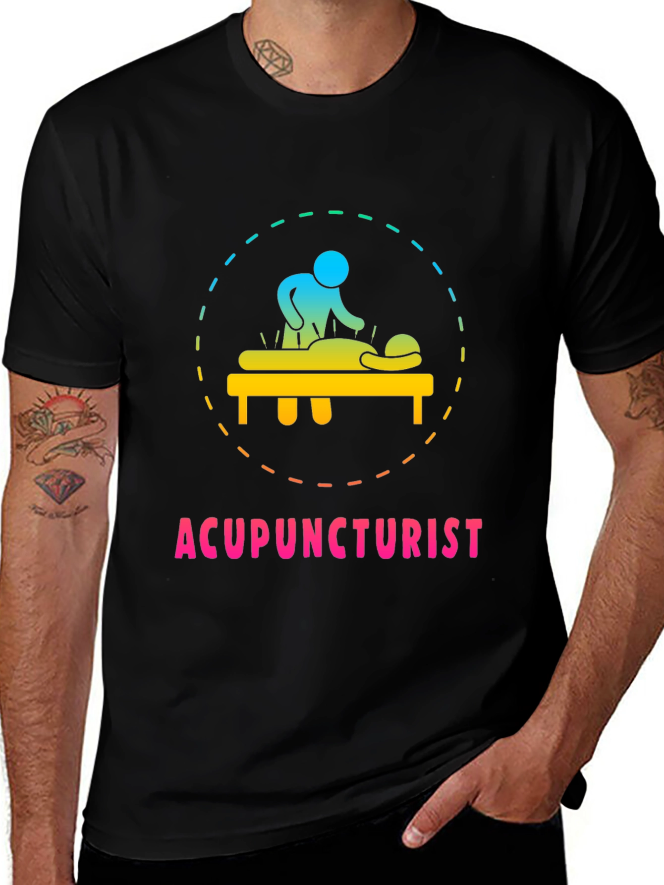 Variant 26 of Acupuncturist T-Shirt Black Cotton