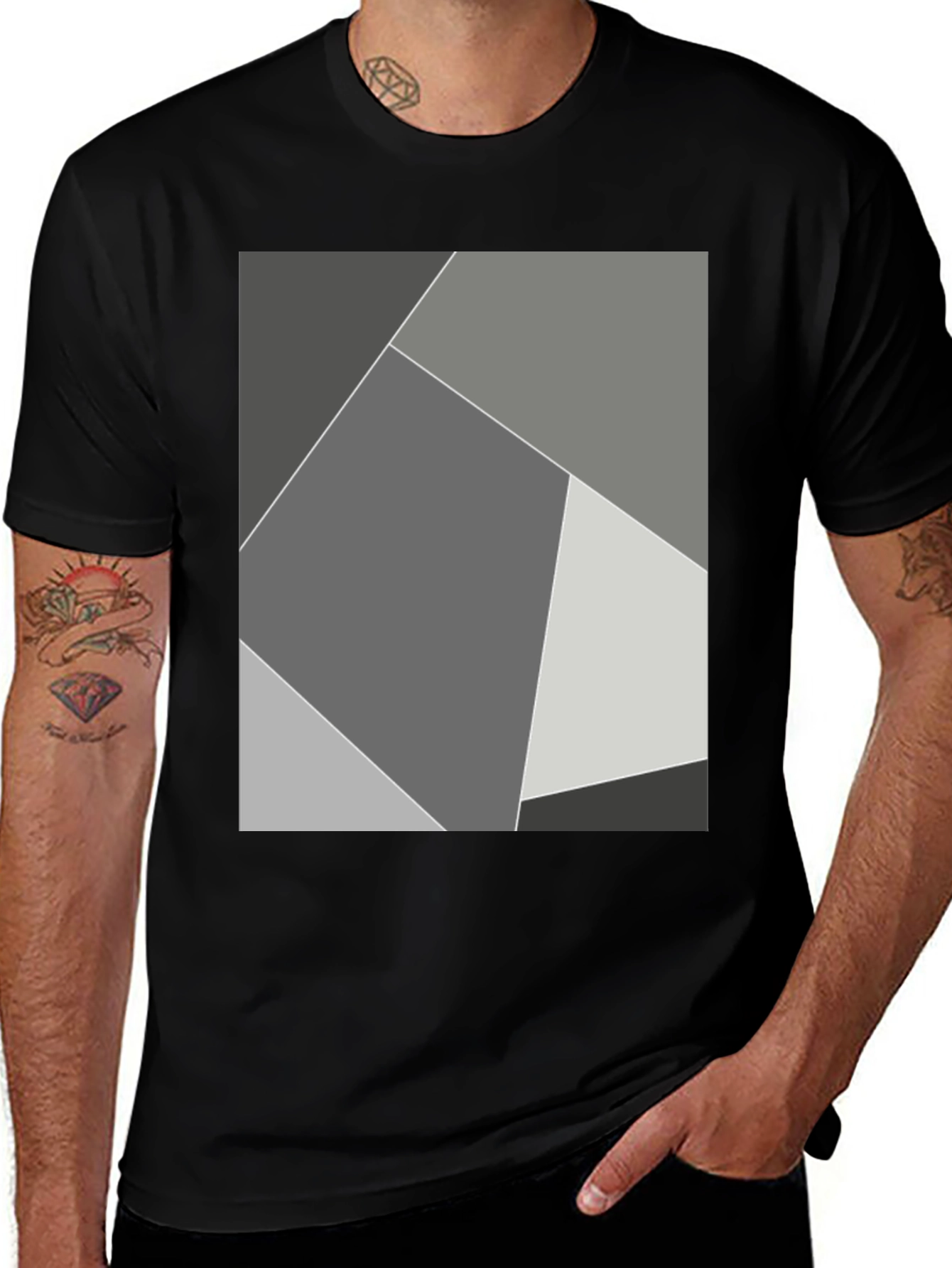 Variant 17 of Modern Geometric Art Print Black T-Shirt