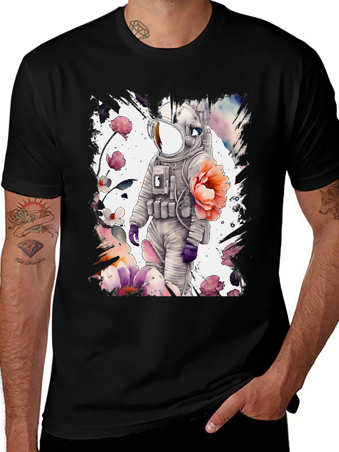 Variant 13 of Astronaut Floral Graphic T-Shirt