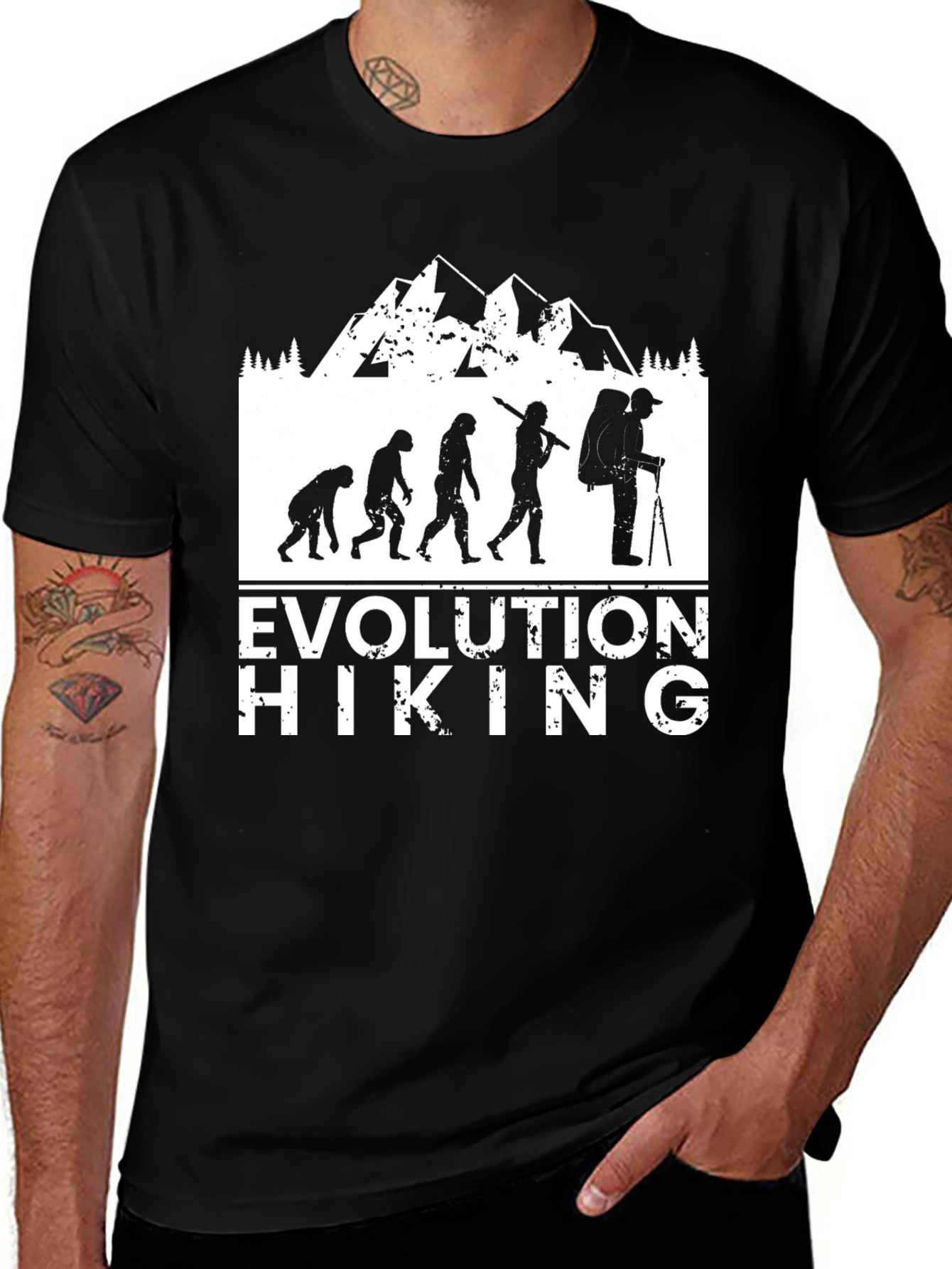 Variant 7 of Evolution of Hiking T-Shirt - Funny Hiking Tee