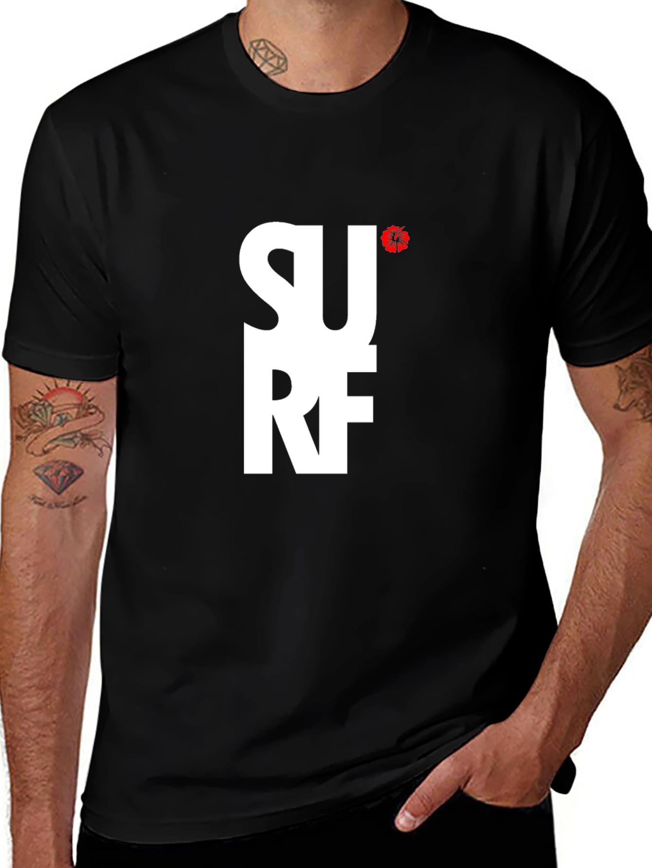 Variant 9 of Surf Tee - Black Cotton Graphic T-Shirt