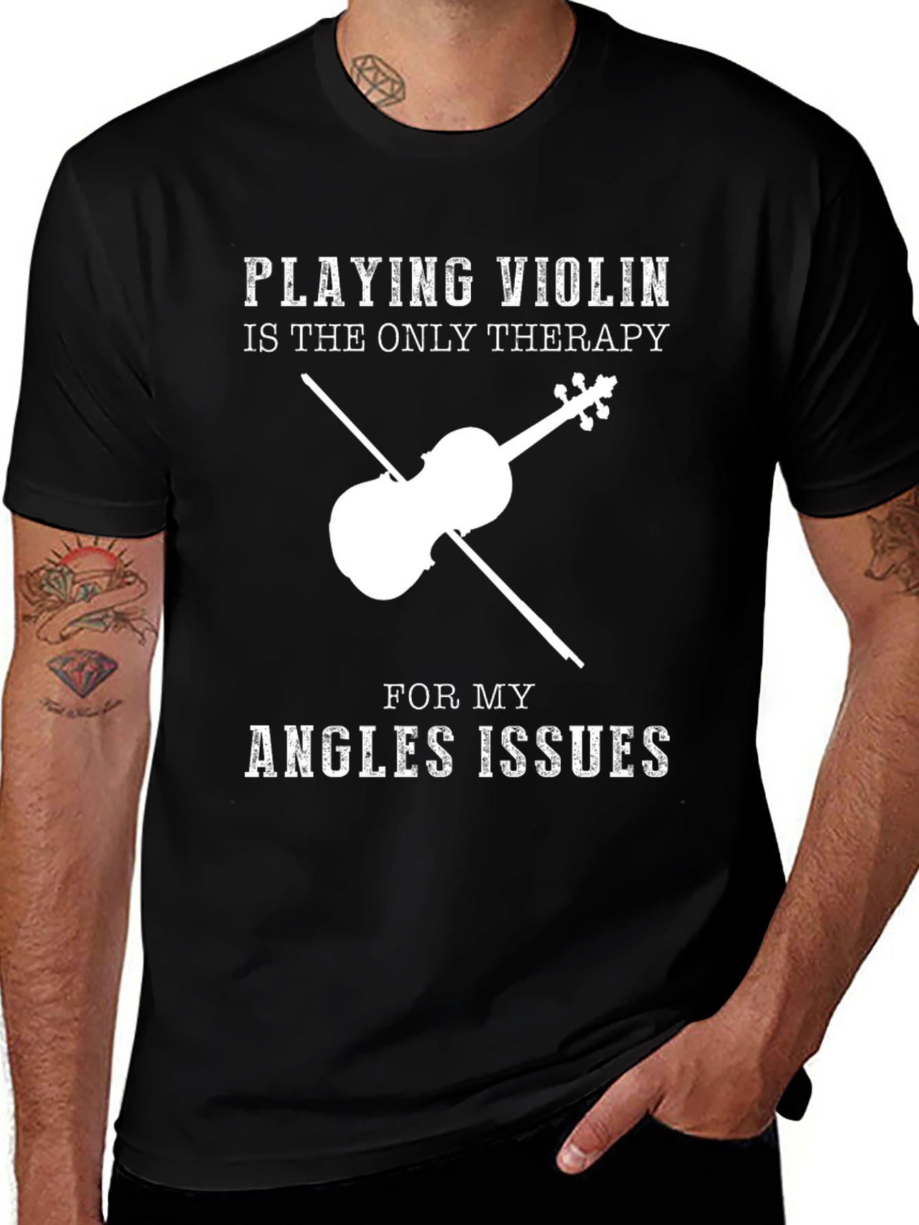 Variant 5 of Violin Therapy T-Shirt - Angles Issues Musician Tee