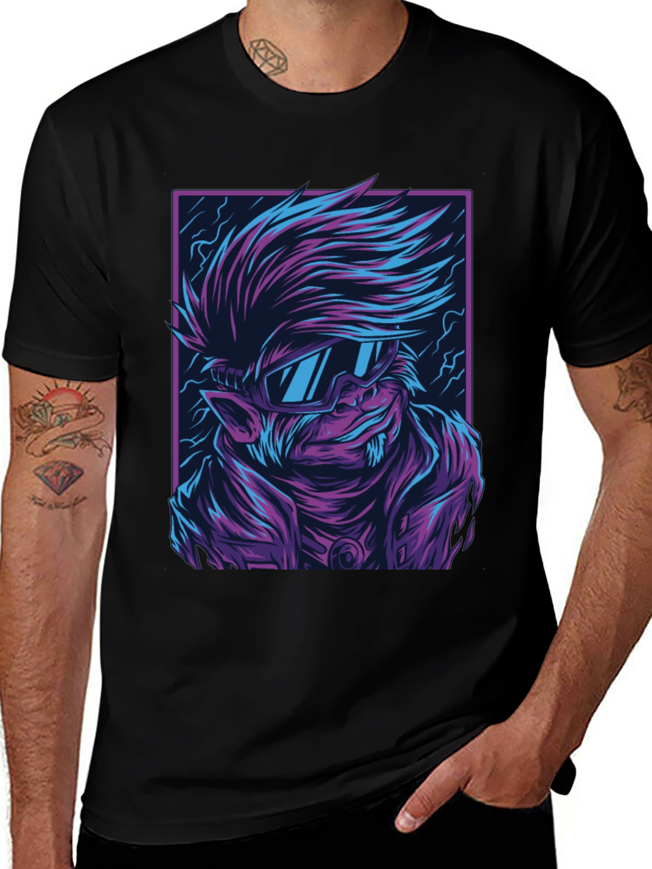 Variant 29 of Cyberpunk Wolf Graphic Tee - Retro Style Shirt