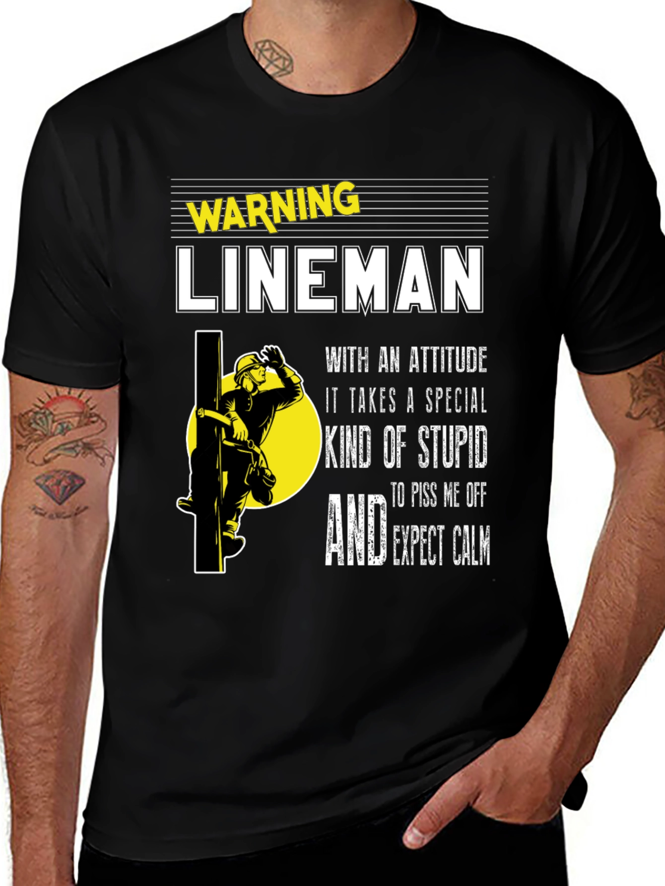 Variant 28 of Warning Lineman Attitude T-Shirt