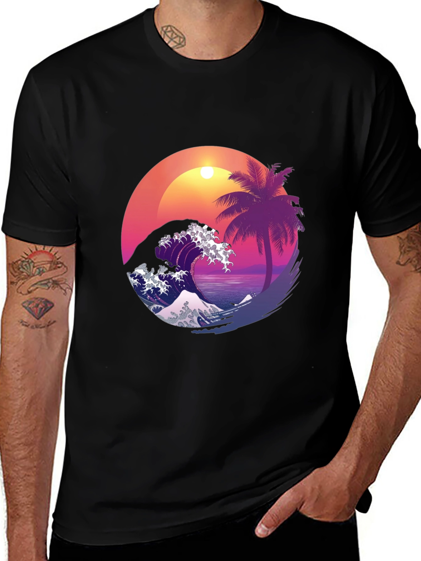 Variant 9 of Sunset Wave Palm Tree T-Shirt