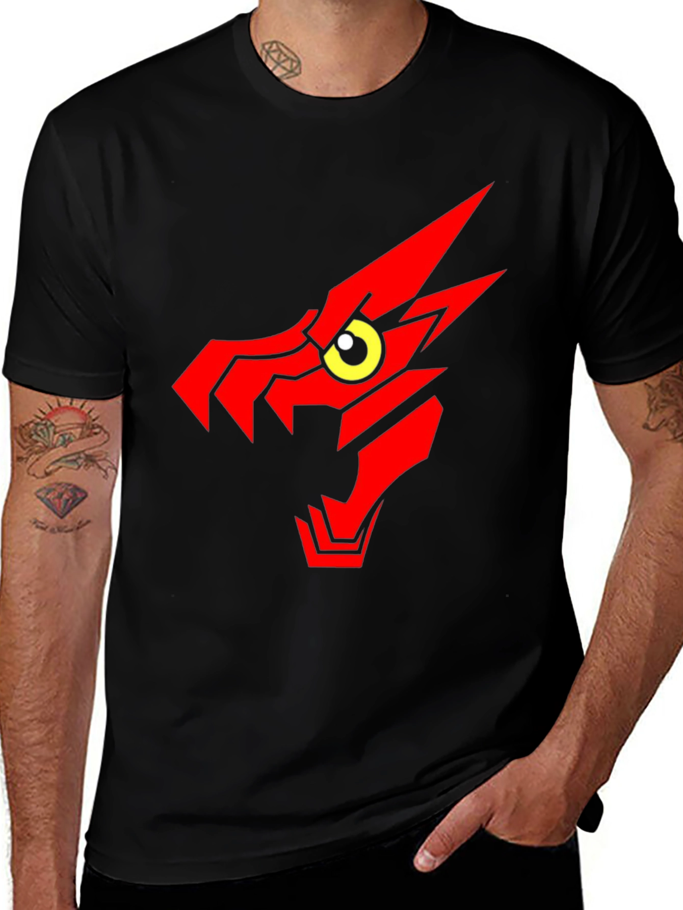 Variant 13 of Red Dragon Graphic Black T-Shirt