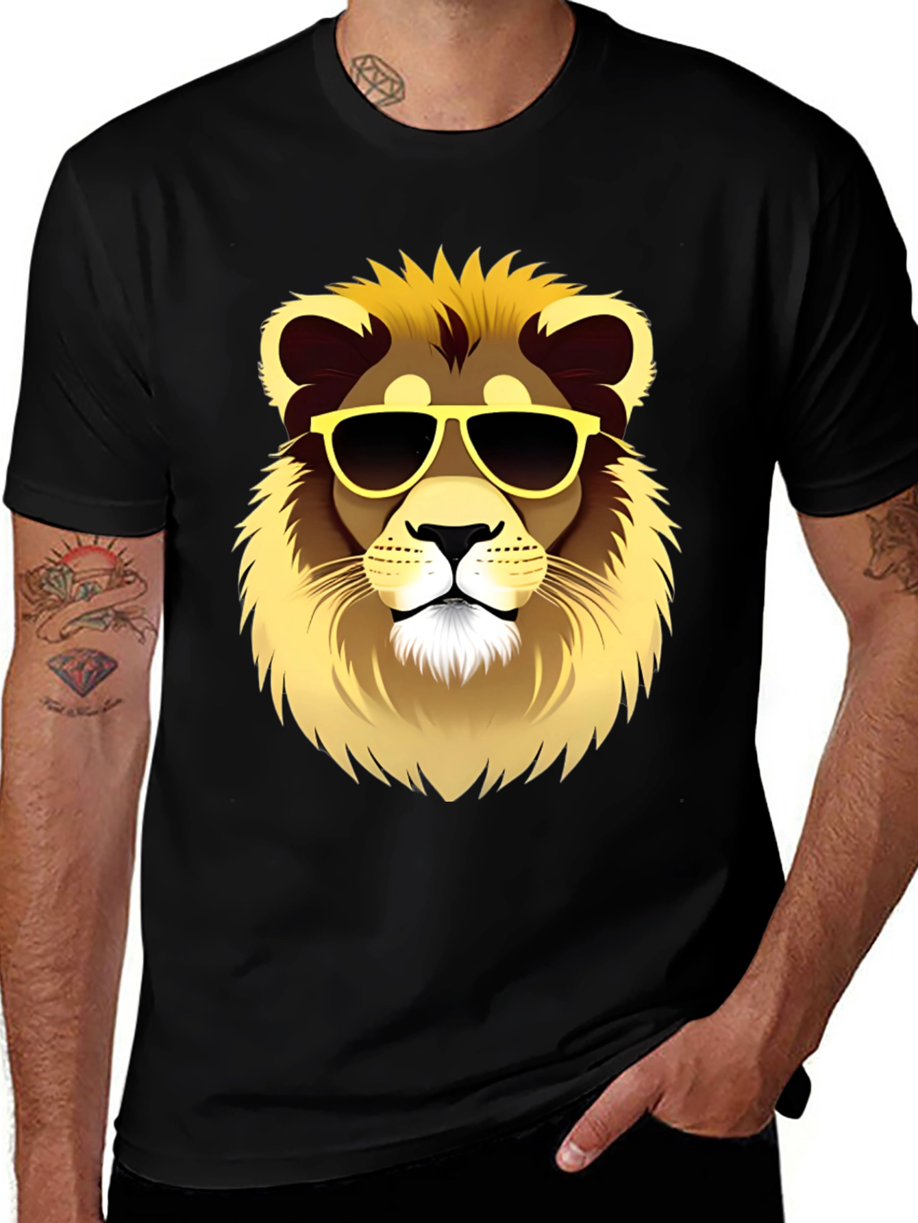 Variant 17 of Cool Lion Graphic Tee - Black