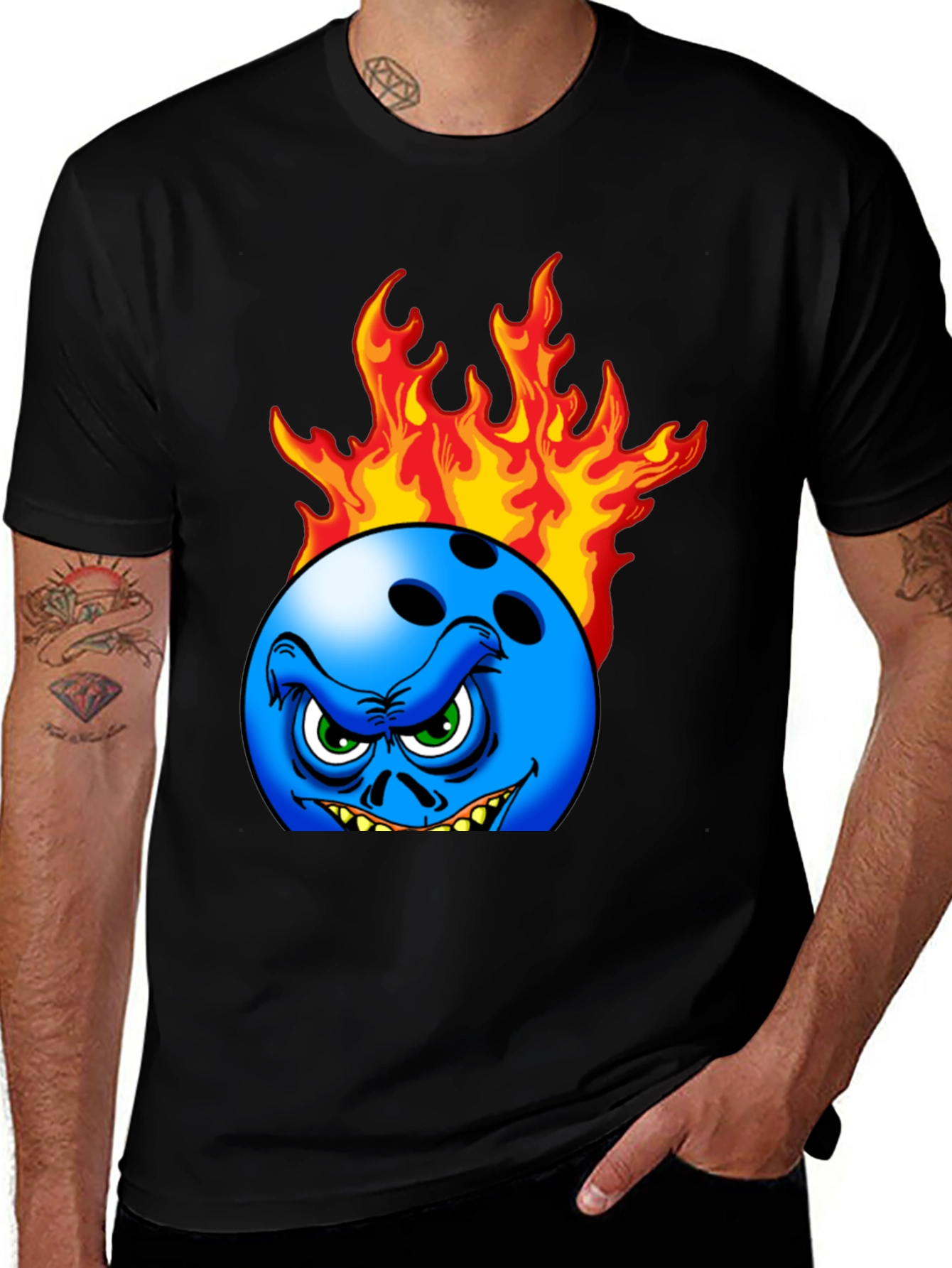 Variant 19 of Fiery Bowling Ball Graphic Tee