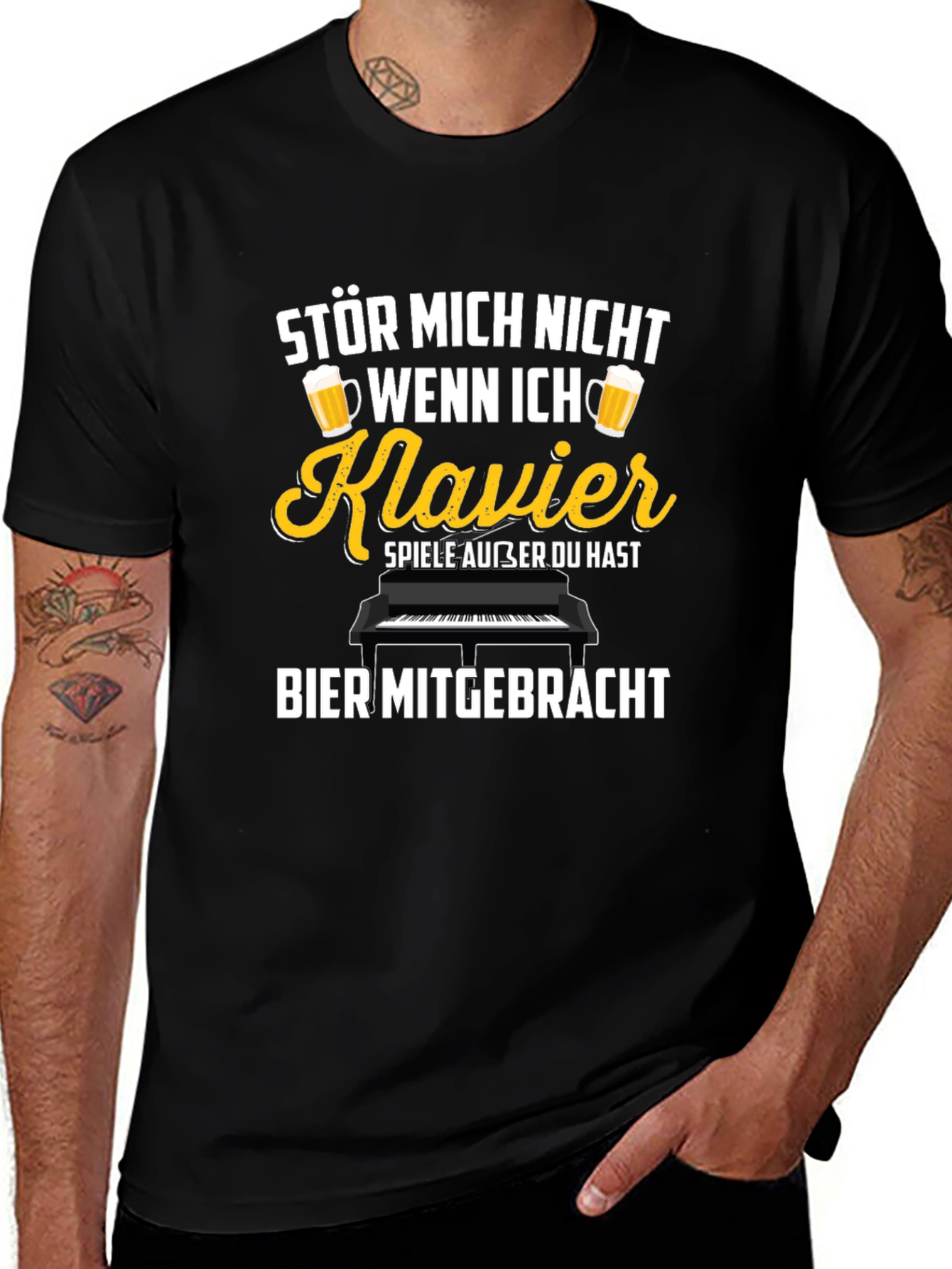 Variant 10 of Funny German Piano & Beer T-Shirt - "Stör Mich Nicht"