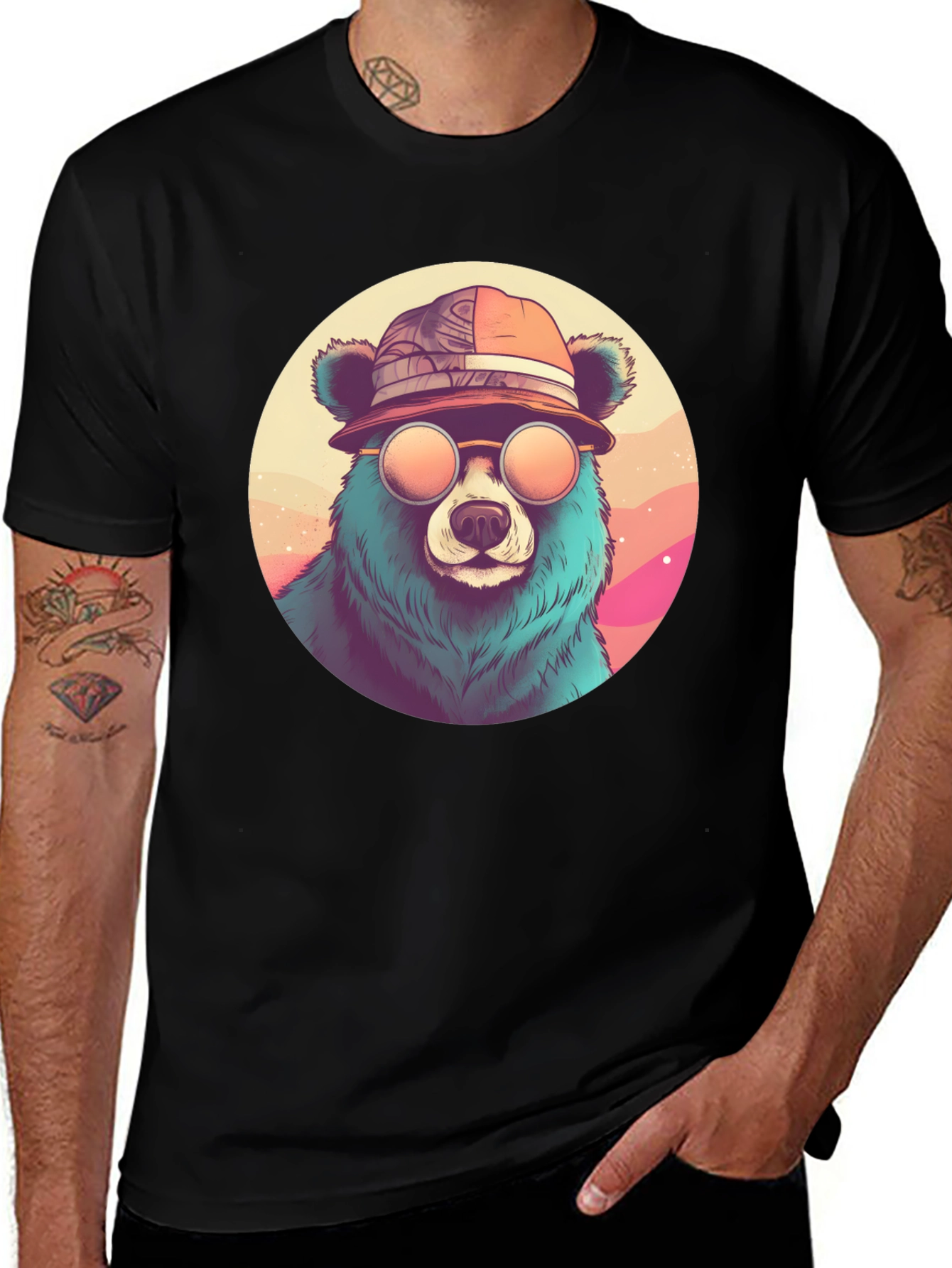 Variant 13 of Cool Bear Graphic Tee - Men's Black T-Shirt