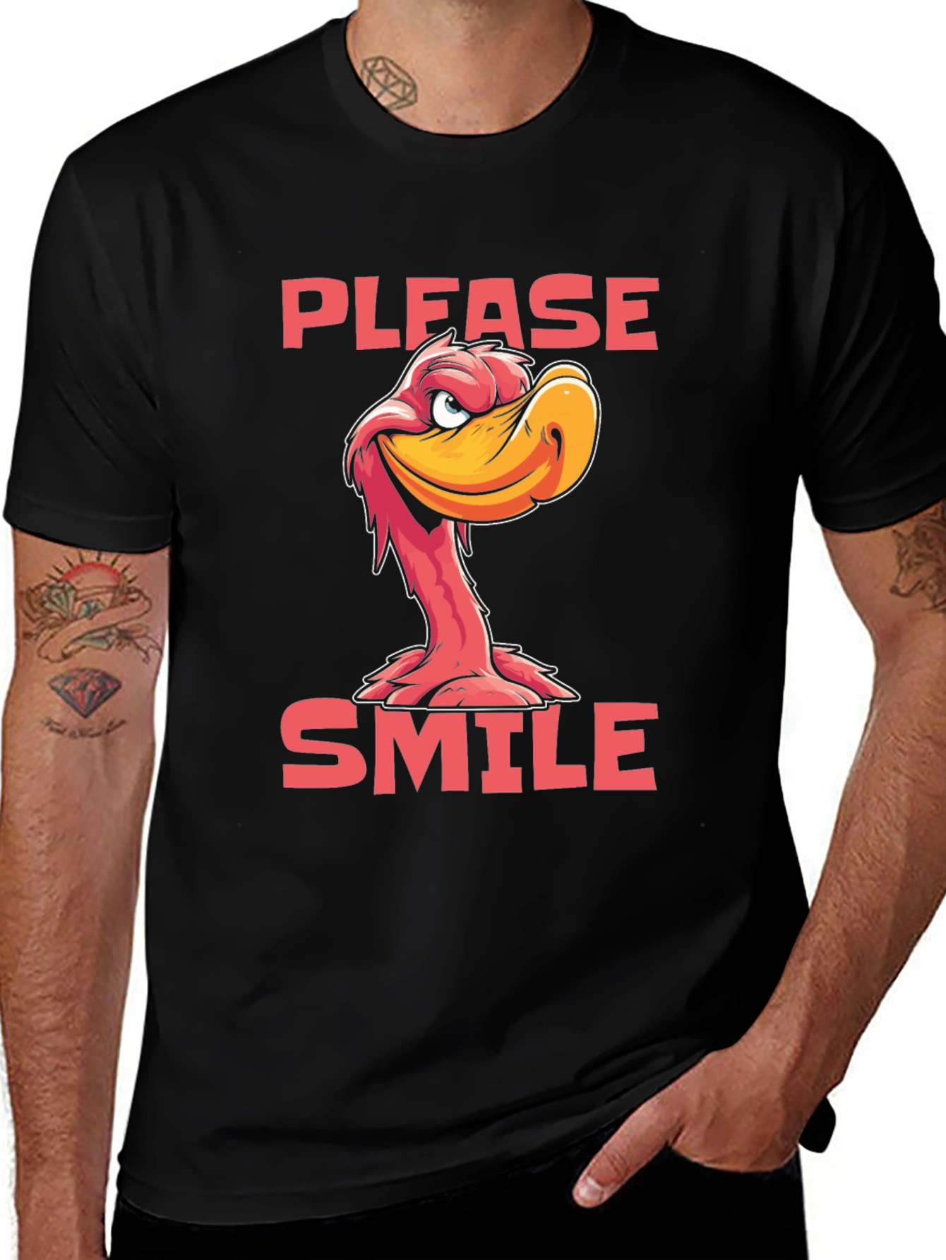 Variant 7 of Please Smile Cartoon Duck Graphic Tee