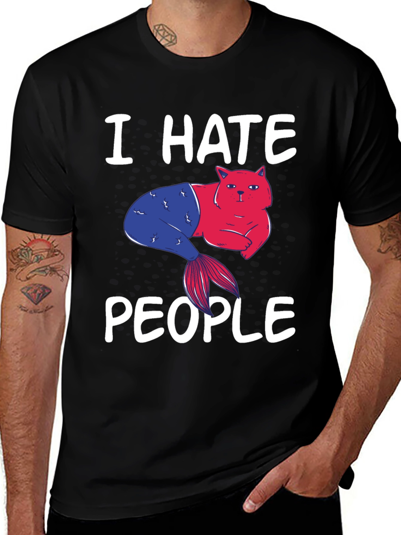 Variant 30 of I Hate People Cat Mermaid Graphic Tee