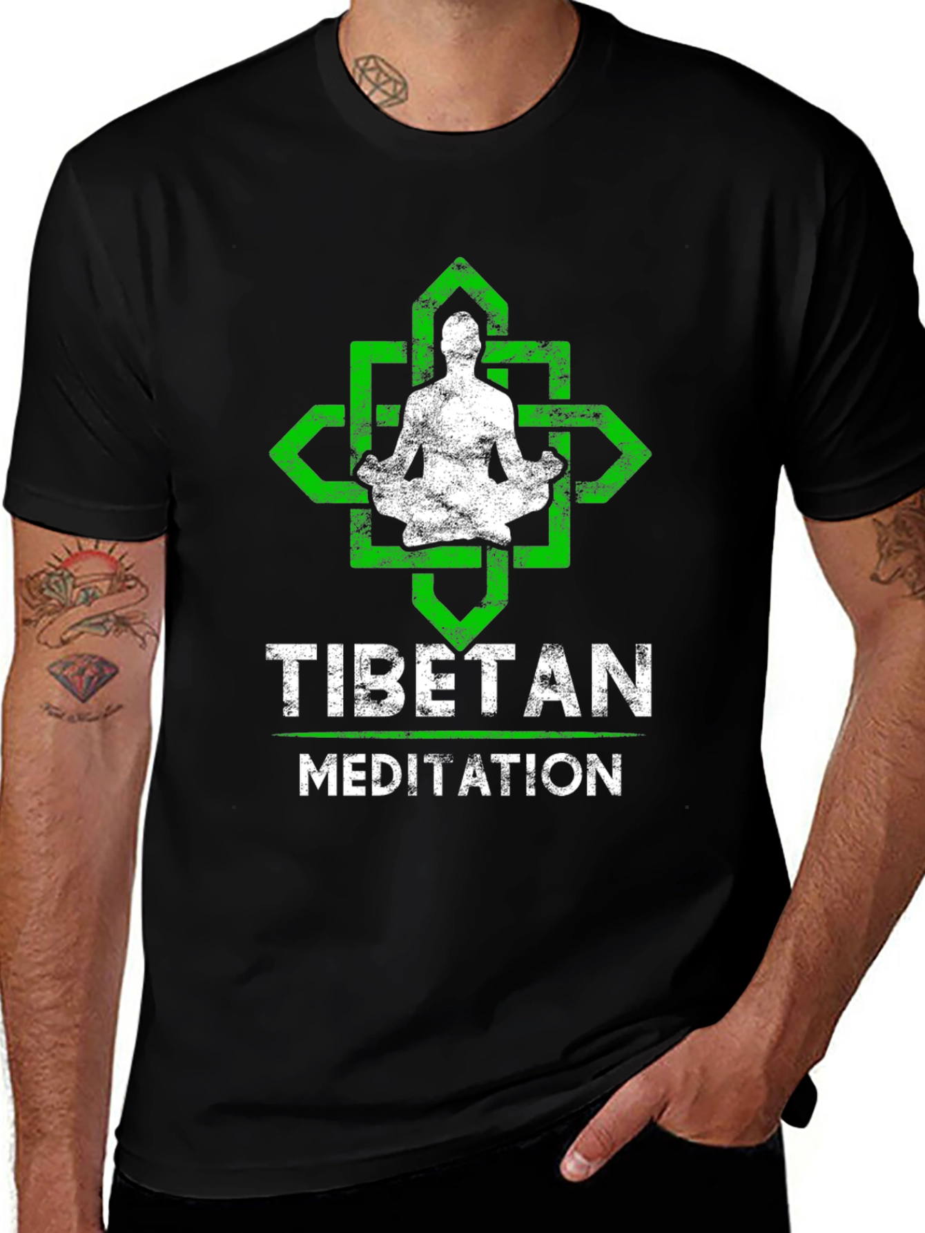 Variant 5 of Tibetan Meditation Graphic T-Shirt - Relaxed Fit