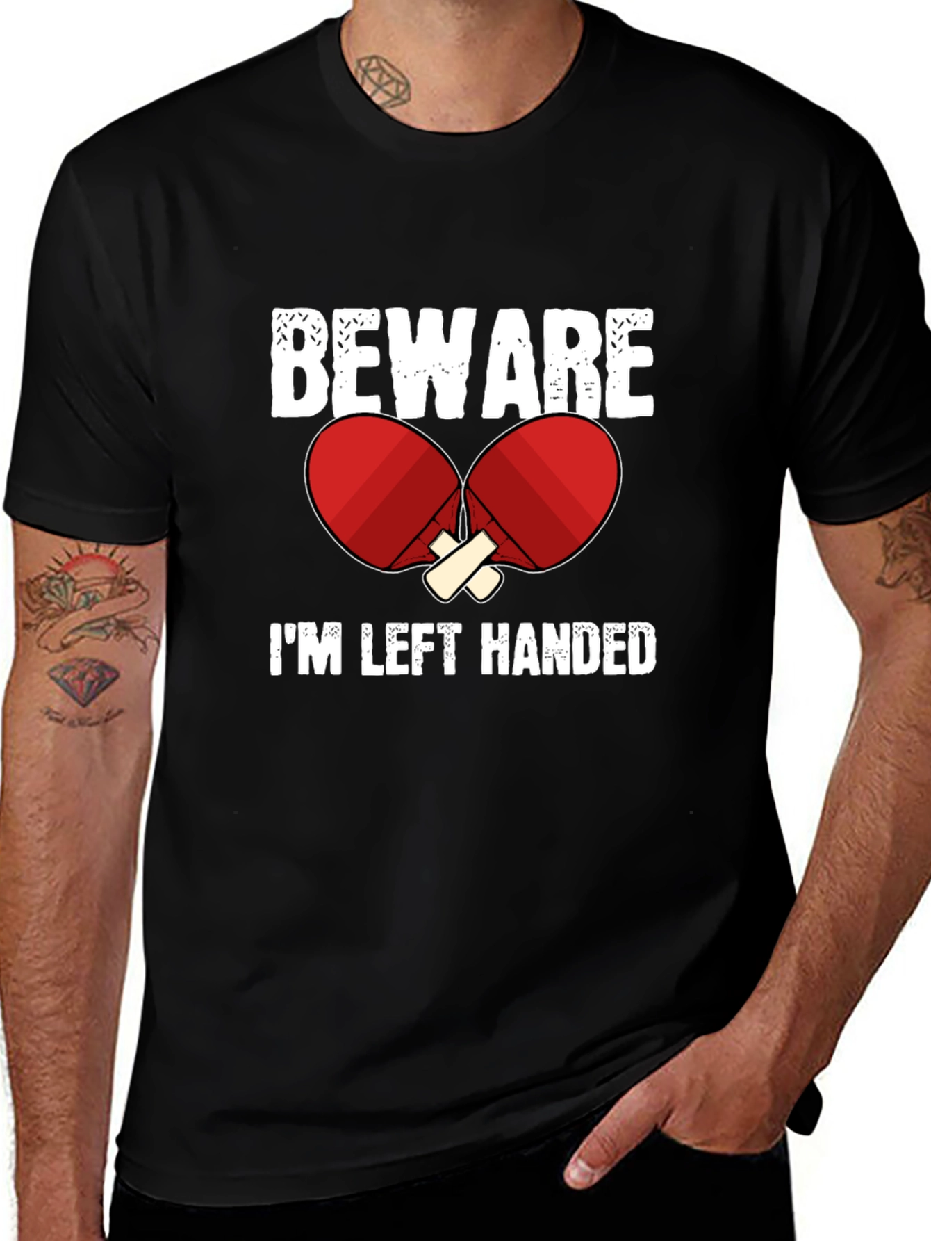 Variant 11 of Beware I'm Left Handed Table Tennis T-Shirt