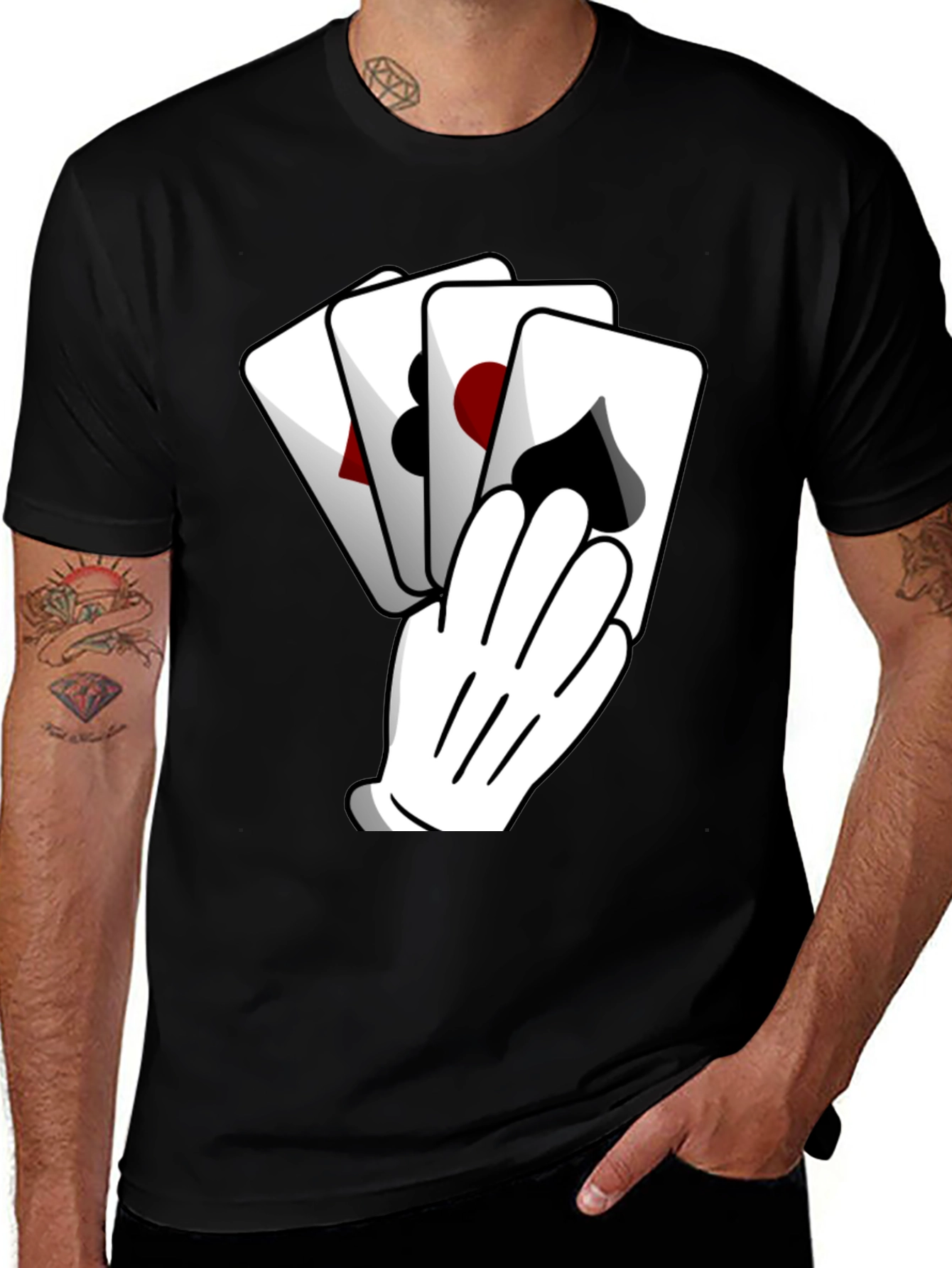 Variant 30 of Playing Card Hand Black Graphic Tee