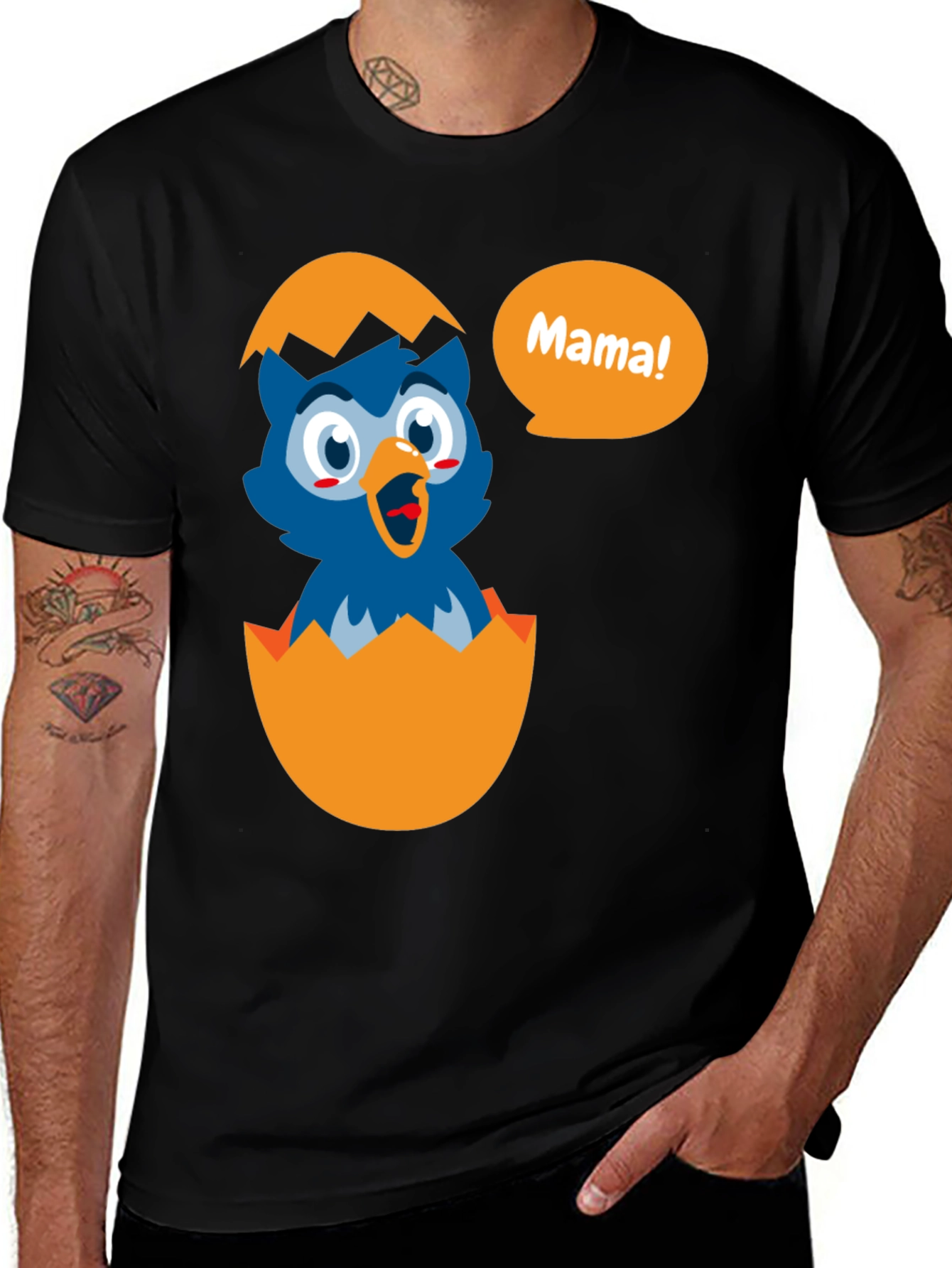 Variant 29 of Cute Chick 'Mama!' Graphic Tee - Black T-Shirt