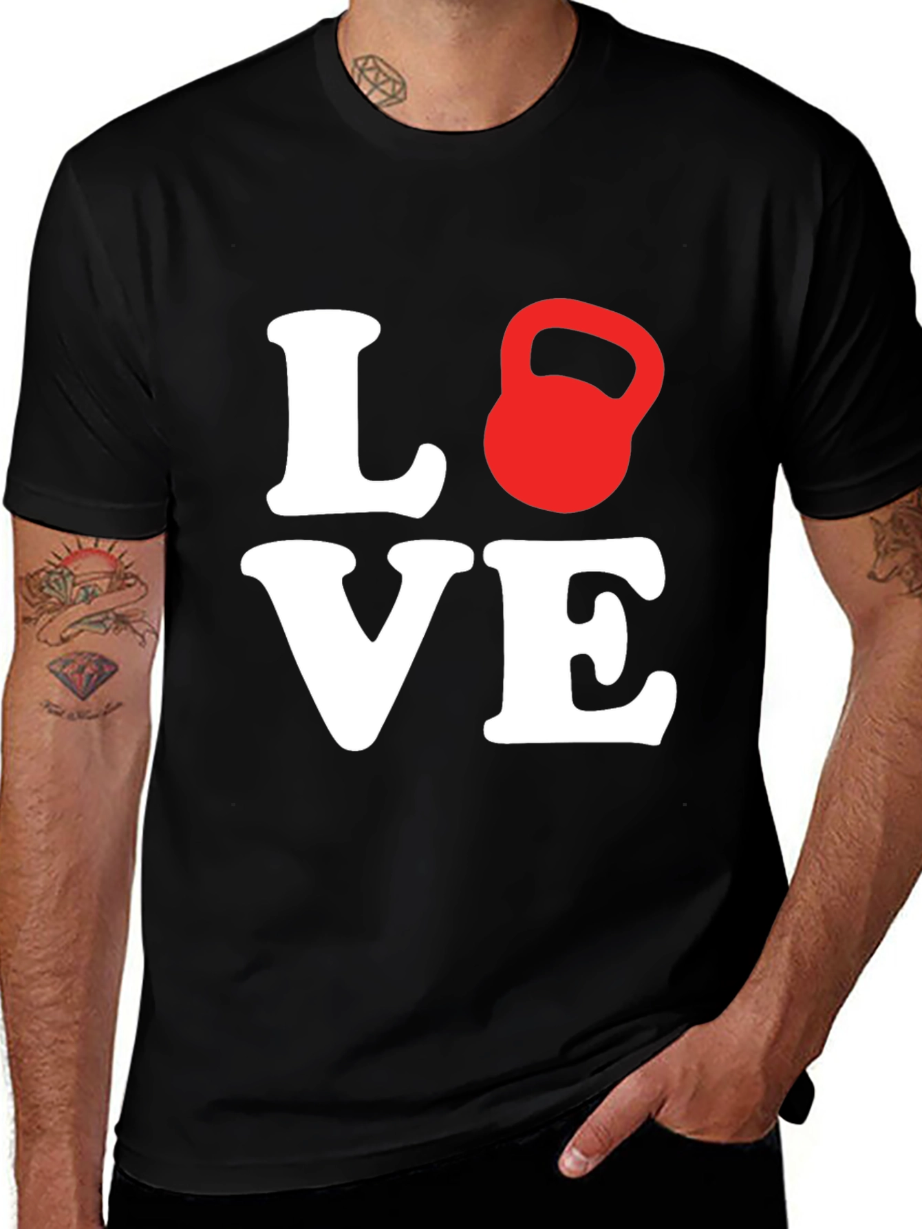 Variant 27 of Love Kettlebell Black T-Shirt Gym Fitness Workout Tee