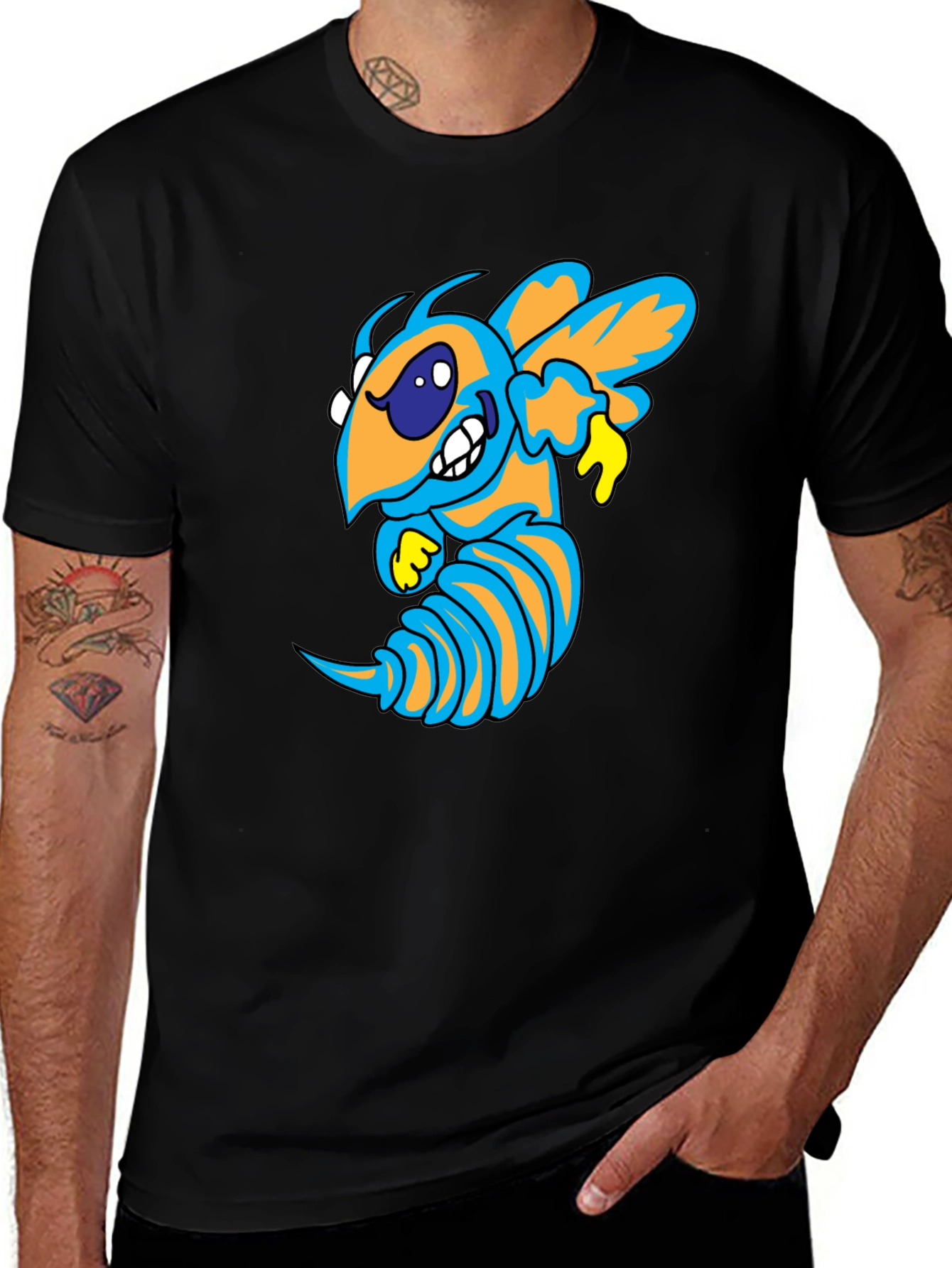 Variant 11 of Cartoon Hornet Graphic Tee - Black